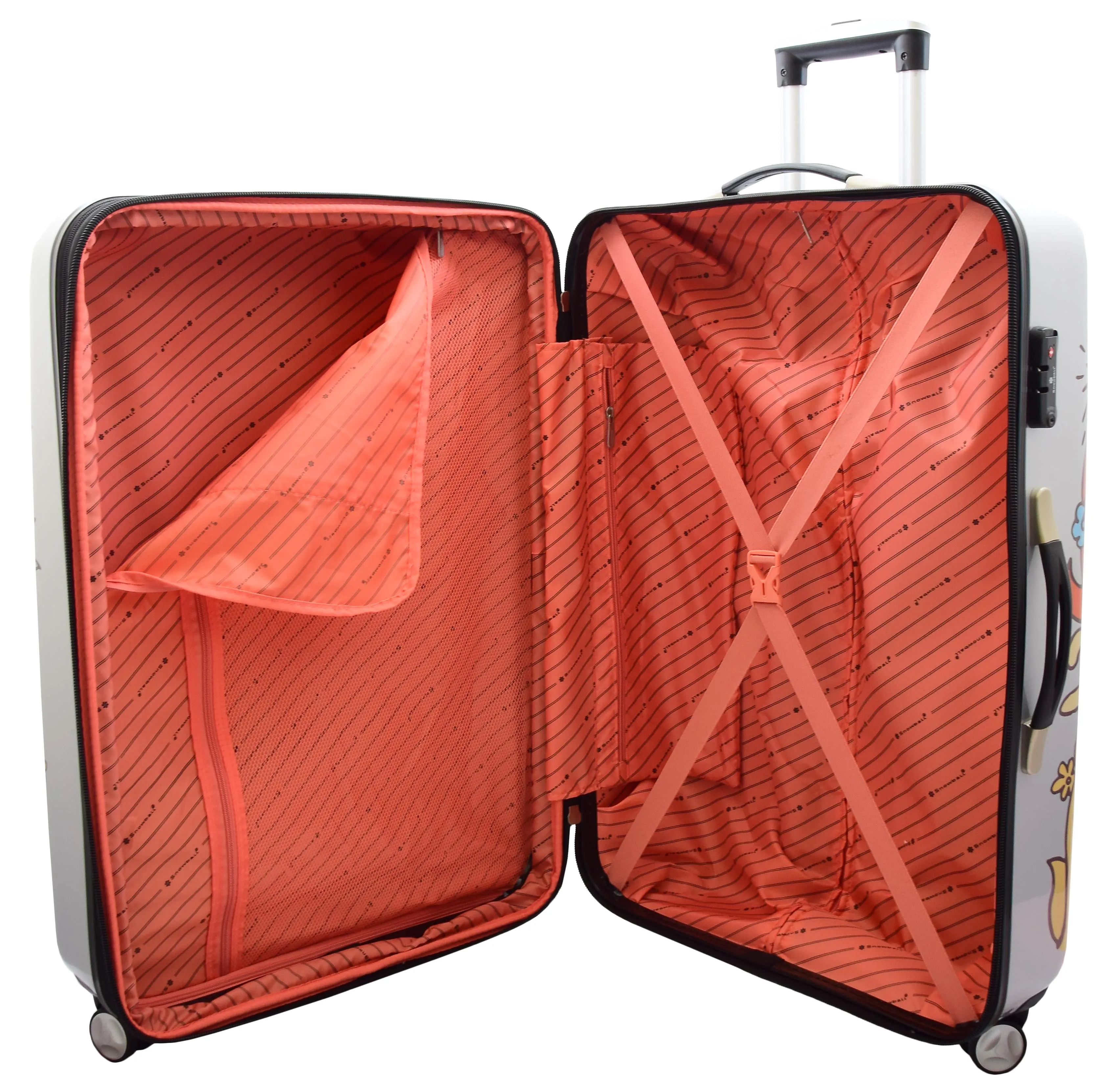 4 Wheel Luggage Hard Shell Expandable Suitcases Lightweight Travel Bags Cartoons Print