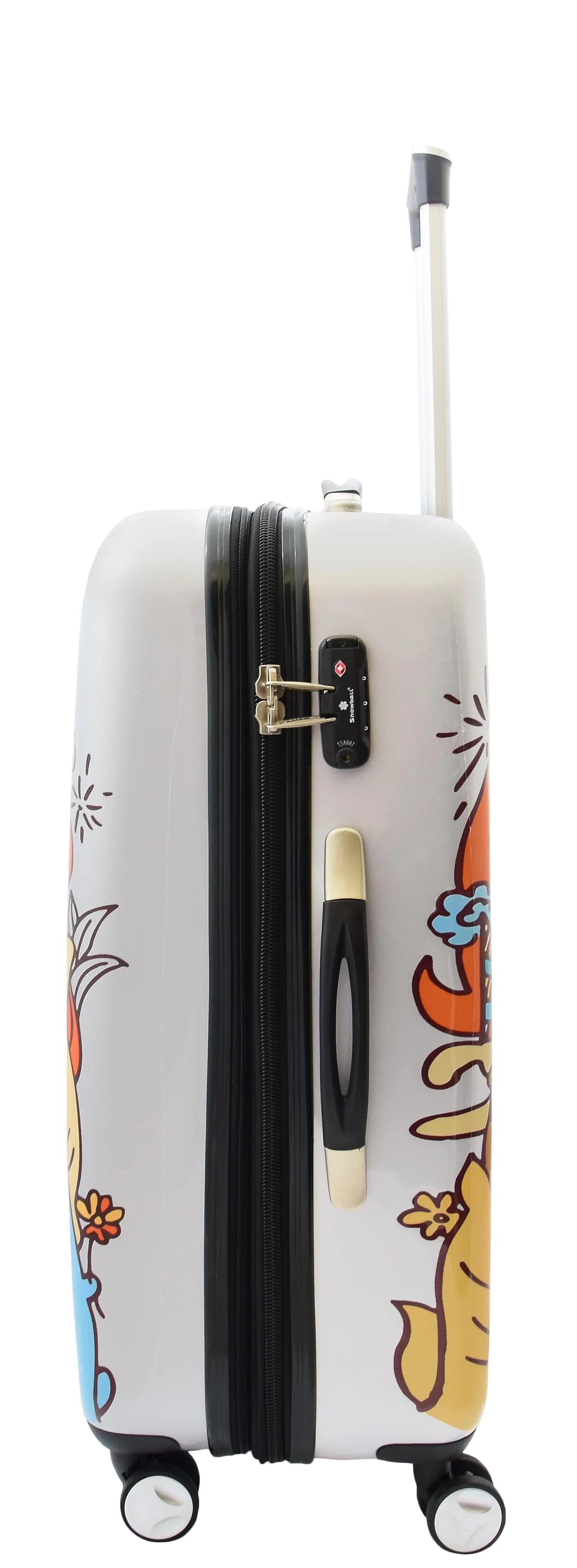 4 Wheel Luggage Hard Shell Expandable Suitcases Lightweight Travel Bags Cartoons Print