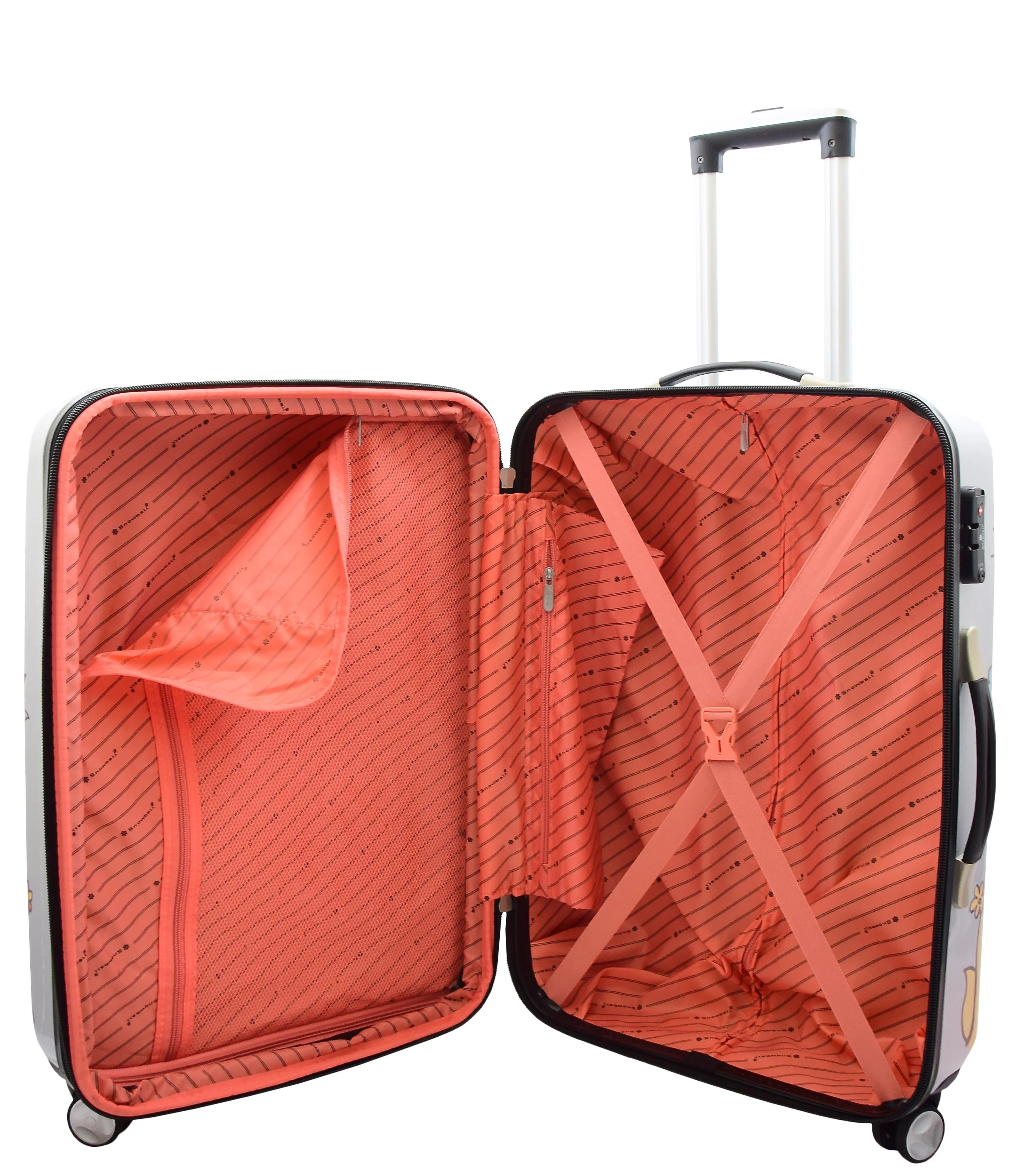 4 Wheel Luggage Hard Shell Expandable Suitcases Lightweight Travel Bags Cartoons Print