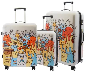 4 Wheel Luggage Hard Shell Expandable Suitcases Lightweight Travel Bags Cartoons Print