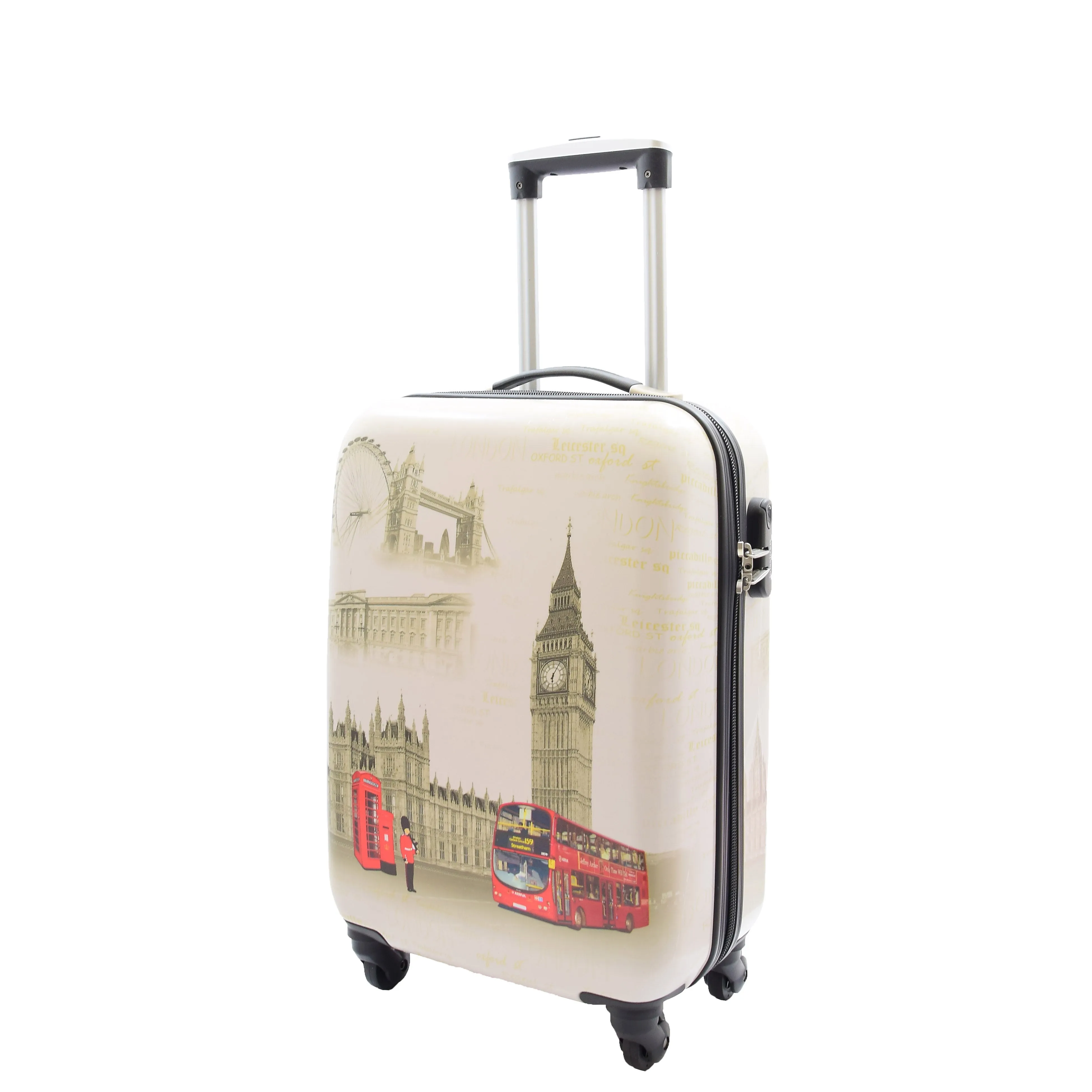 4 Wheel Luggage Hard Shell Expandable Suitcases Lightweight Travel Bags London Landmarks