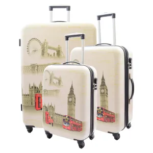 4 Wheel Luggage Hard Shell Expandable Suitcases Lightweight Travel Bags London Landmarks