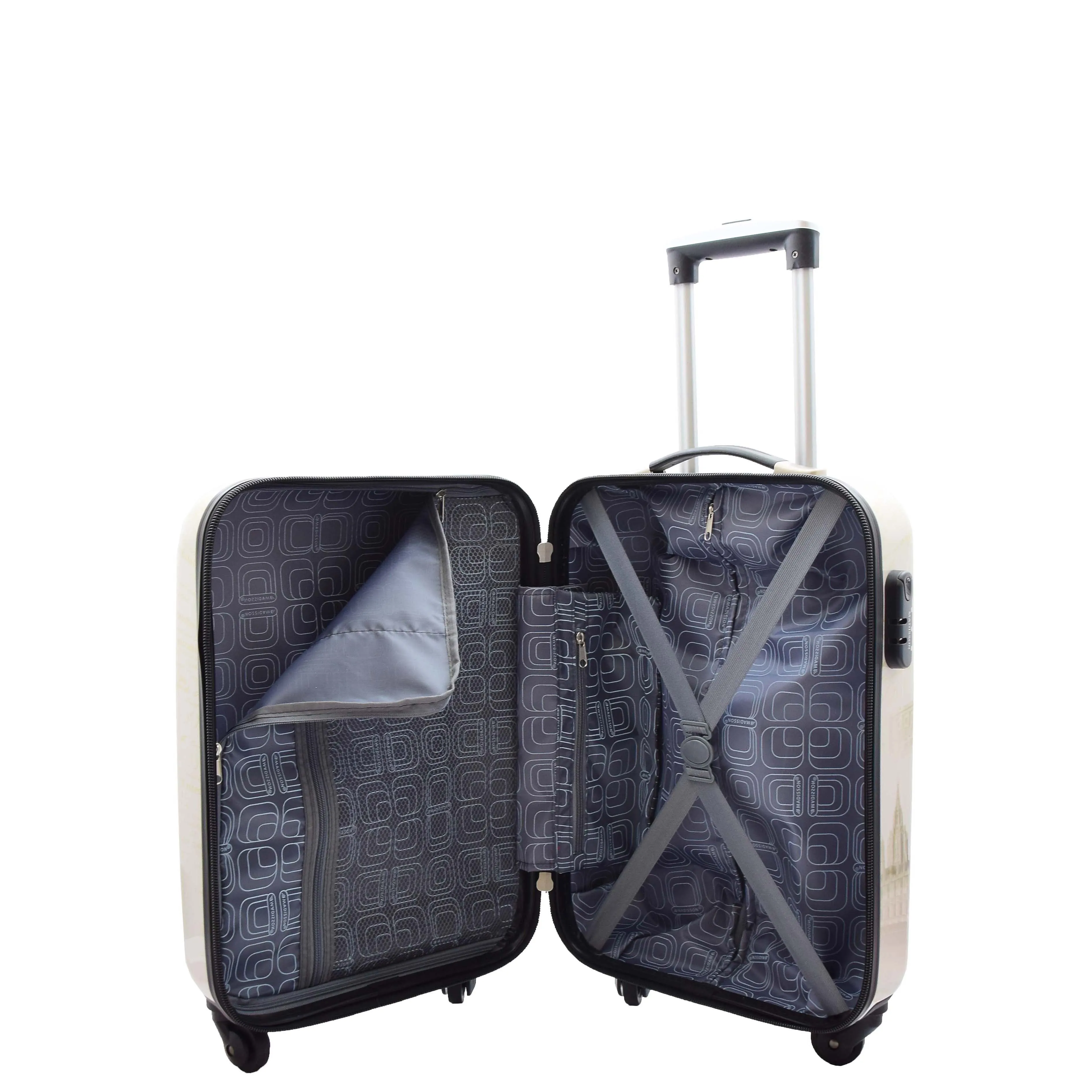 4 Wheel Luggage Hard Shell Expandable Suitcases Lightweight Travel Bags London Landmarks
