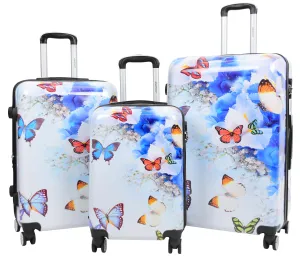 4 Wheel Suitcases Multi Butterfly PC Hard Shell Luggage Lightweight Travel Bag Hope