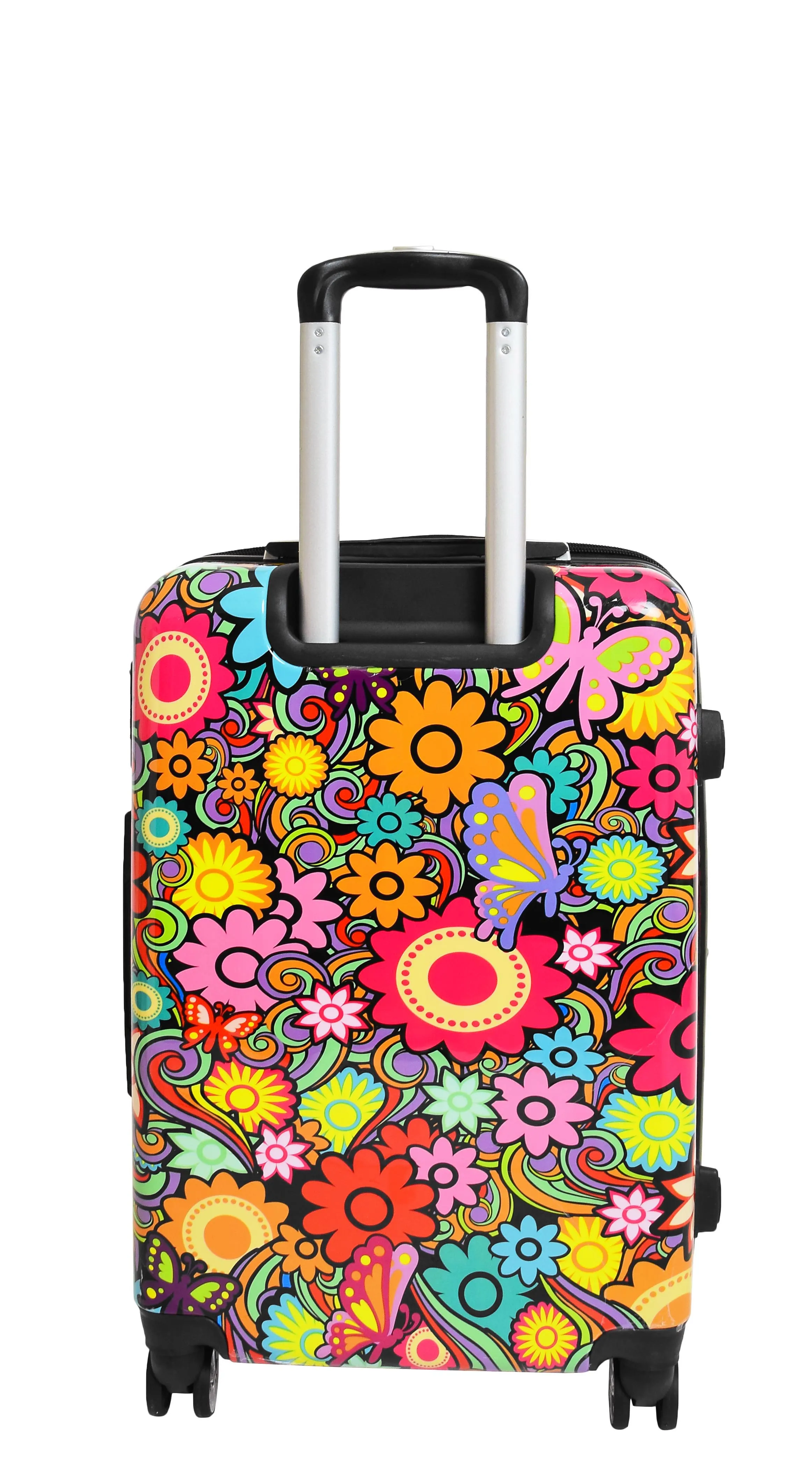 4 Wheel Suitcases Multicoloured Flower Print PC Hard Shell Luggage Lightweight Travel Bags Orchid