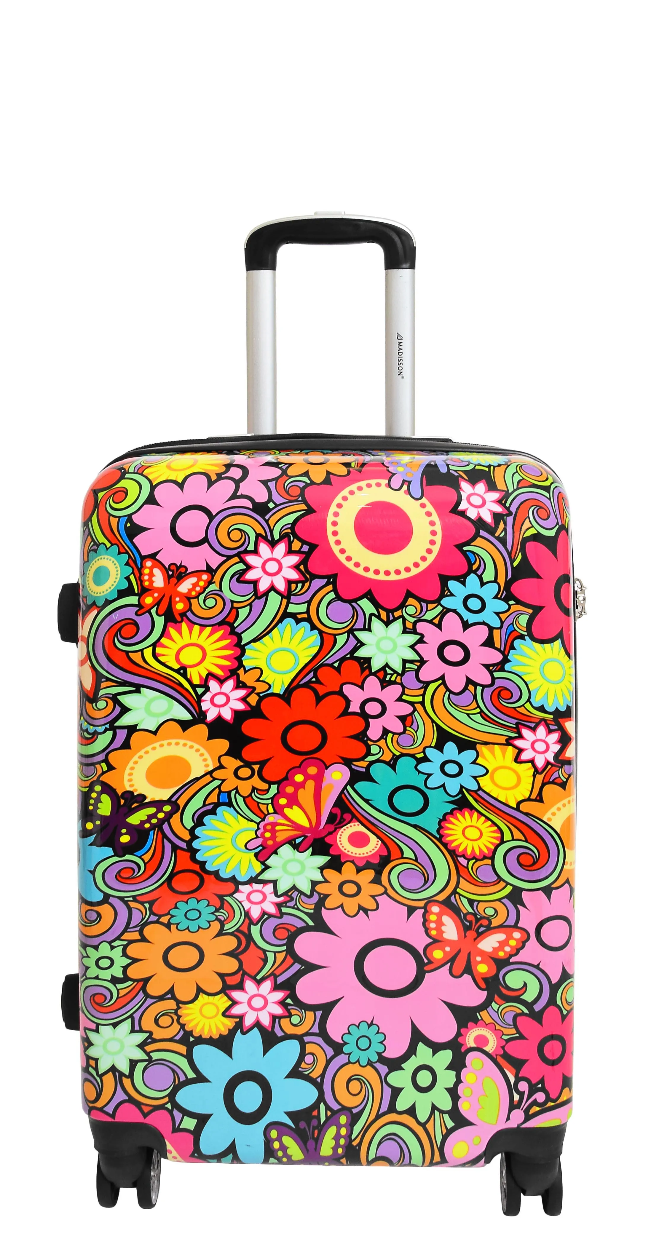 4 Wheel Suitcases Multicoloured Flower Print PC Hard Shell Luggage Lightweight Travel Bags Orchid