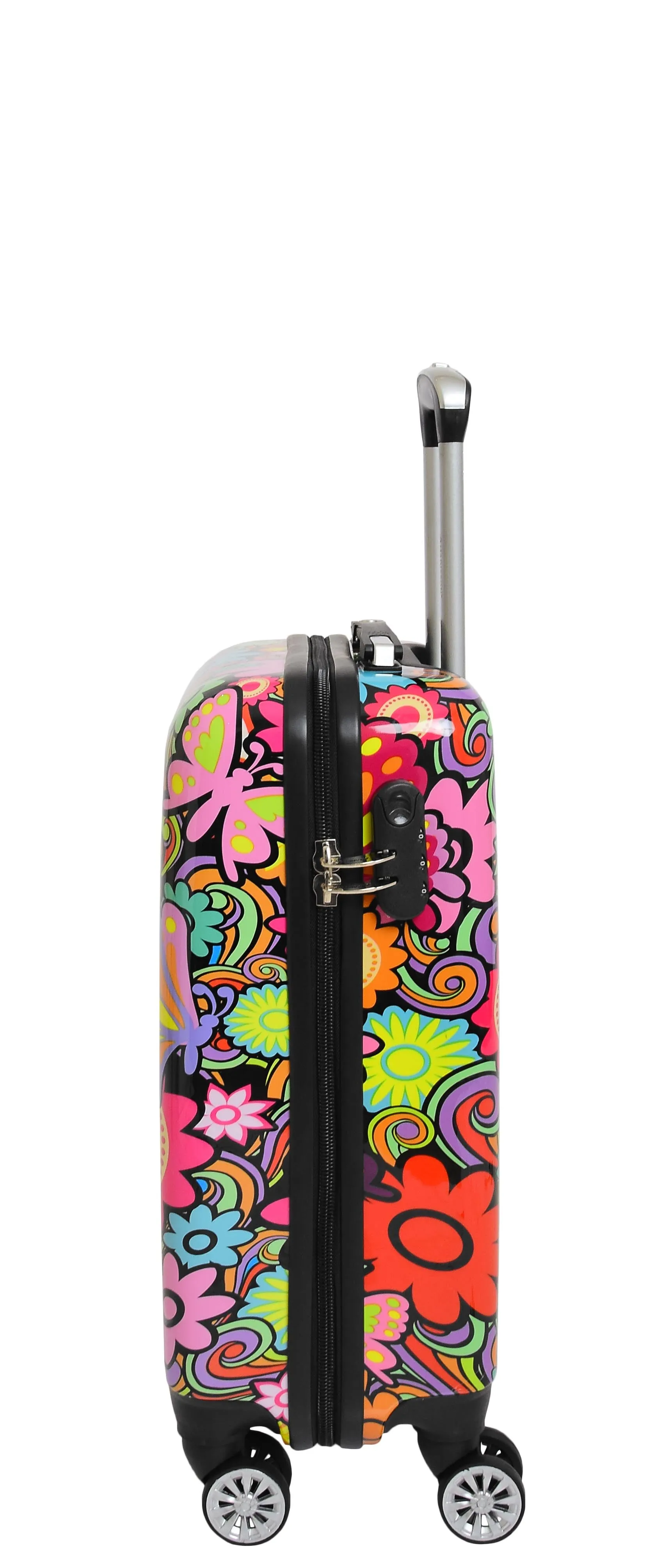 4 Wheel Suitcases Multicoloured Flower Print PC Hard Shell Luggage Lightweight Travel Bags Orchid