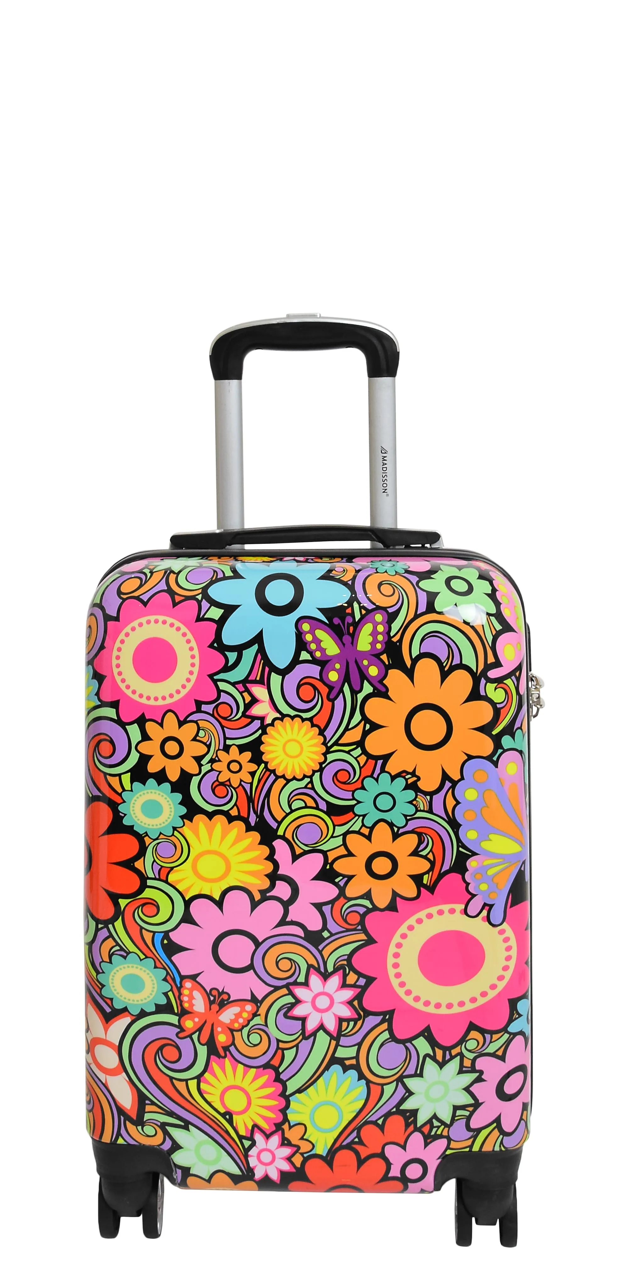4 Wheel Suitcases Multicoloured Flower Print PC Hard Shell Luggage Lightweight Travel Bags Orchid