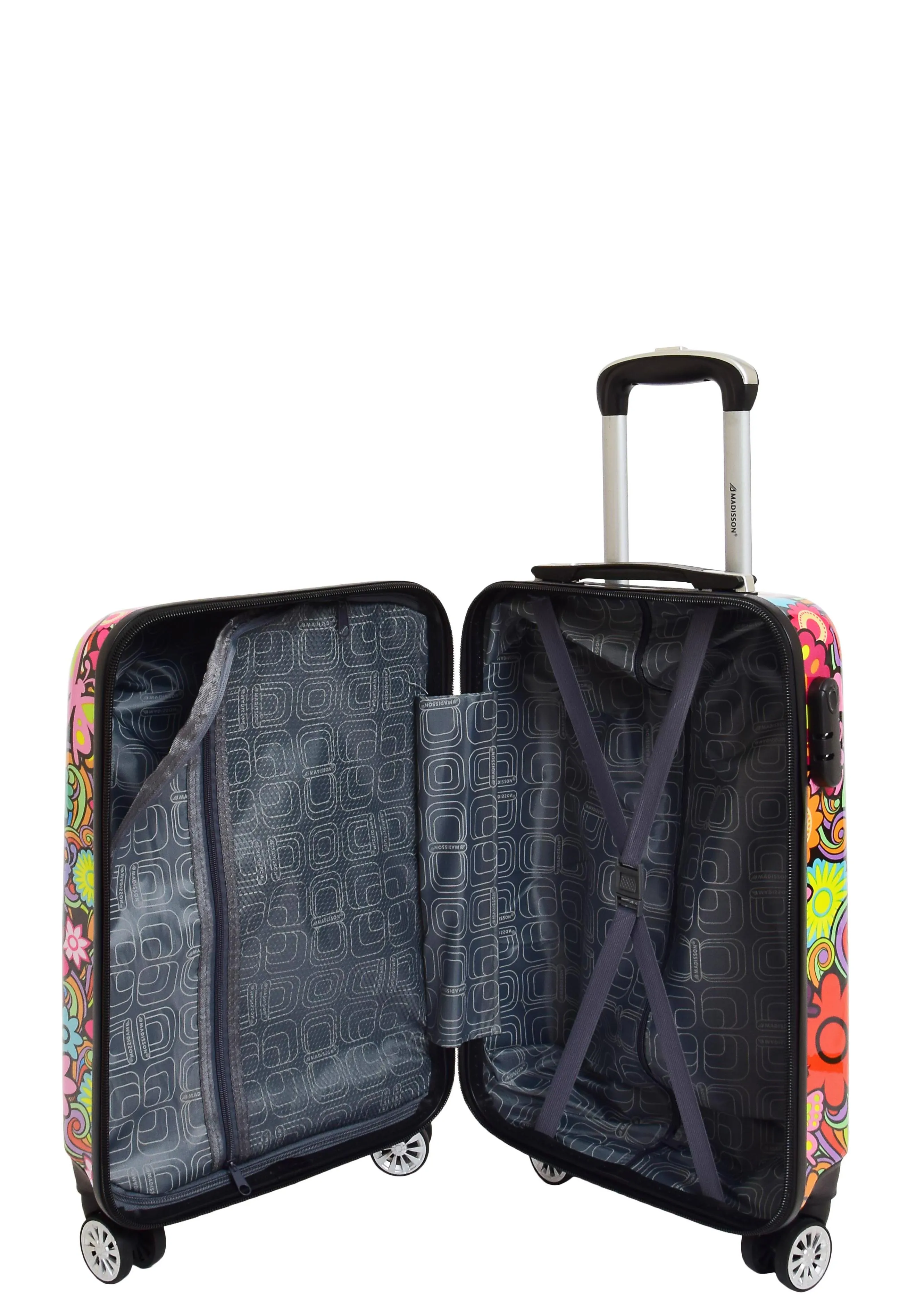4 Wheel Suitcases Multicoloured Flower Print PC Hard Shell Luggage Lightweight Travel Bags Orchid