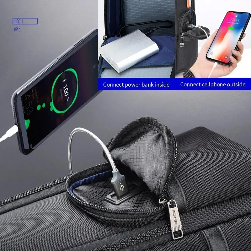 61-121601 Large Capacity Waterproof Business Laptop Backpack with Usb & Type-c Port