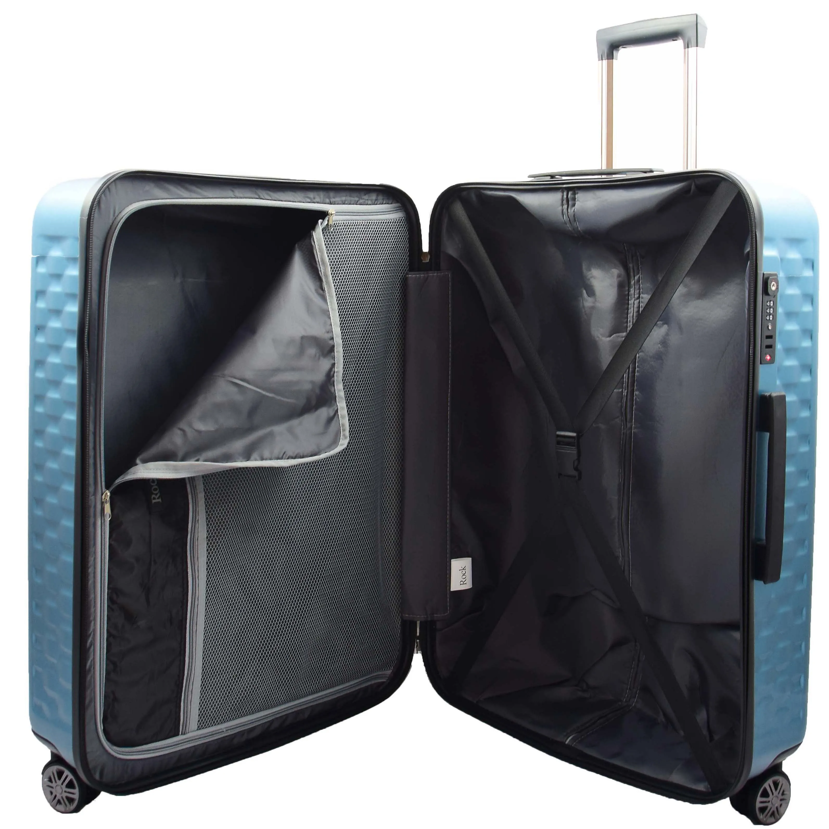 8 Wheel Hard Shell Premium Luggage Lightweight Suitcases Travel Bags Groovy Blue