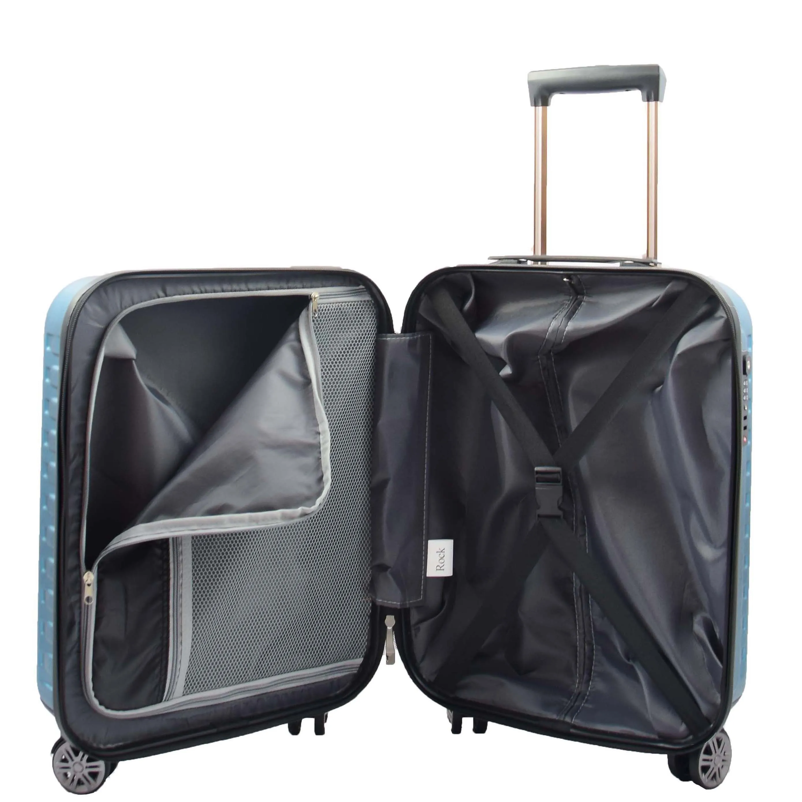 8 Wheel Hard Shell Premium Luggage Lightweight Suitcases Travel Bags Groovy Blue