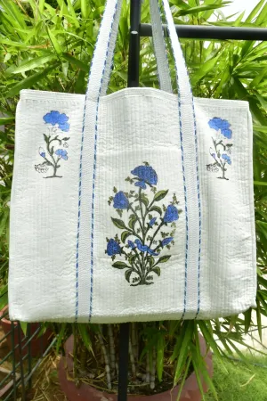 Blue Floral Bouquet Tote Bag