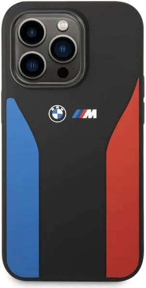 BMW M Series Blue and Red Stripes Silicone for iphone 15 Pro Max 6.7" Black  - BMHCP15X22SCSK