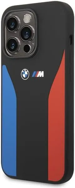 BMW M Series Blue and Red Stripes Silicone for iphone 15 Pro Max 6.7" Black  - BMHCP15X22SCSK