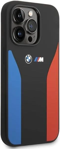 BMW M Series Blue and Red Stripes Silicone for iphone 15 Pro Max 6.7" Black  - BMHCP15X22SCSK