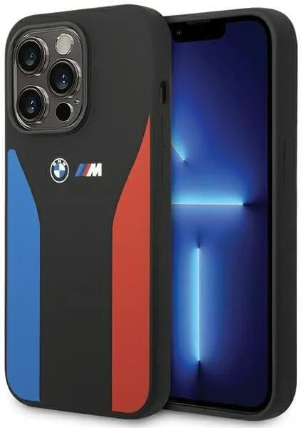 BMW M Series Blue and Red Stripes Silicone for iphone 15 Pro Max 6.7" Black  - BMHCP15X22SCSK