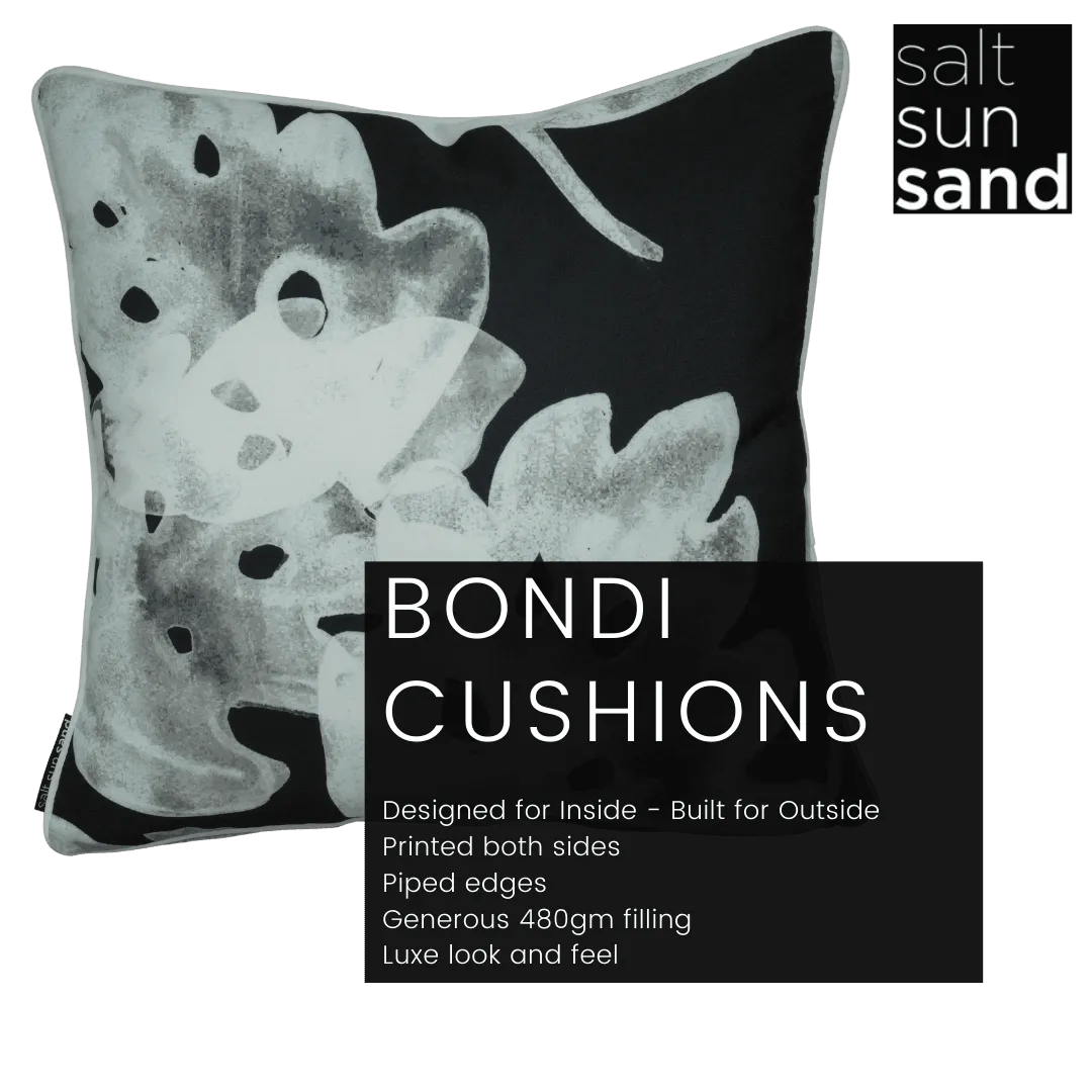 Bondi White On Black - 45 x 45 cm Piped Cushion