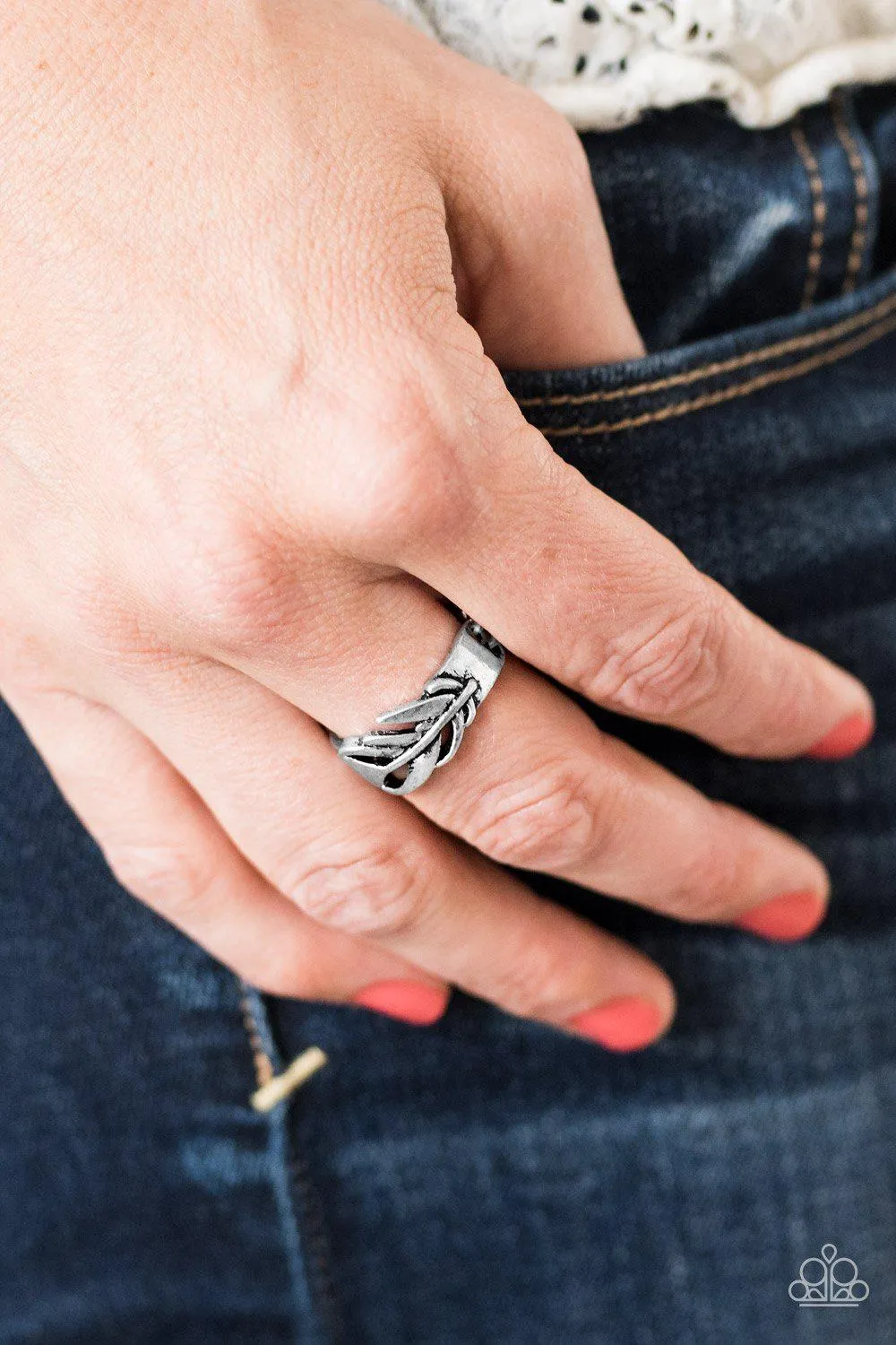 Bright As A Feather Silver Ring - Paparazzi Accessories