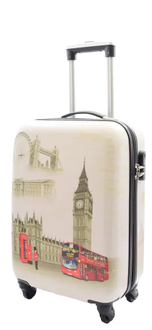 Cabin Size 4 Wheel Luggage Hard Shell Suitcase Travel Bag London Landmarks