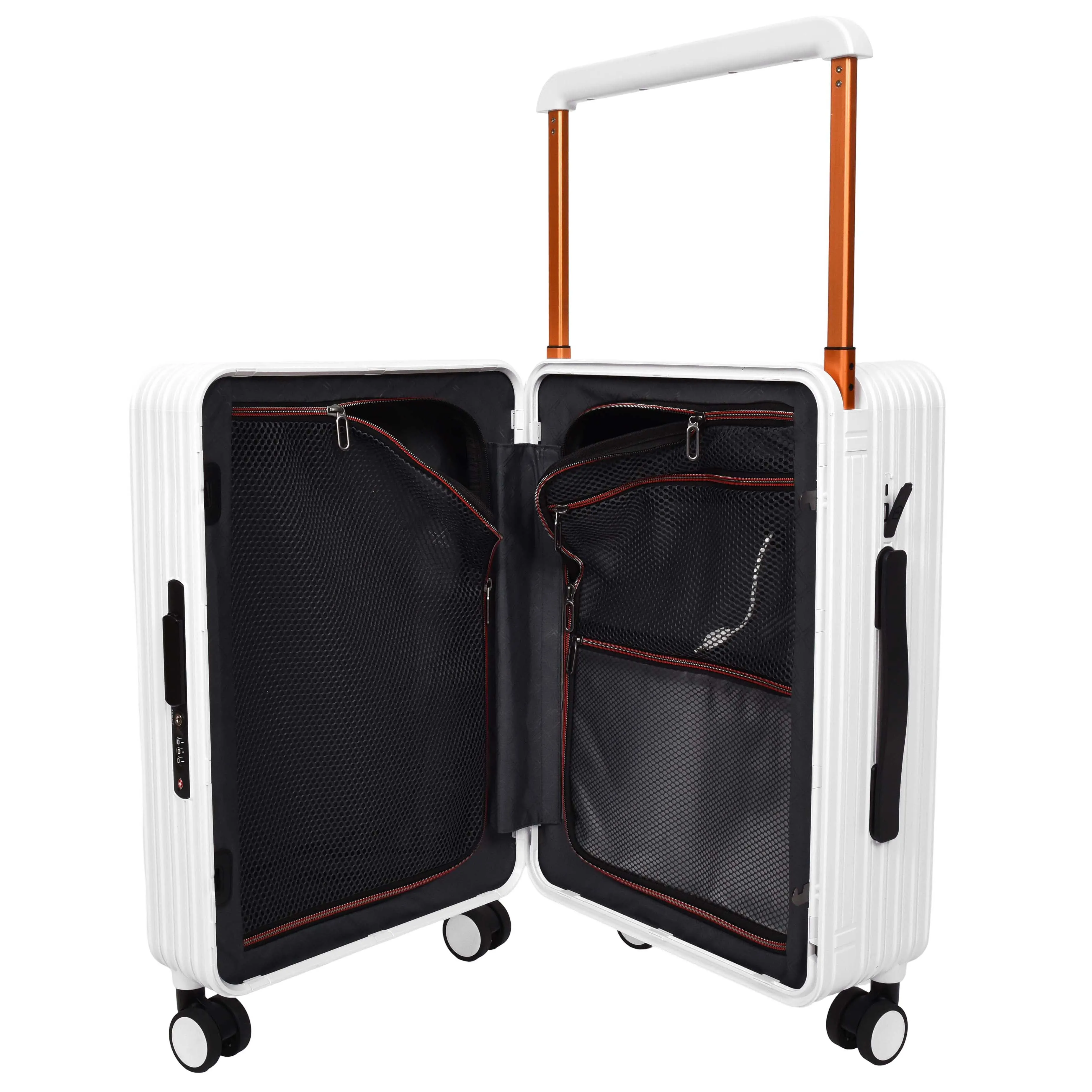 Cabin Size Suitcase 4 Wheels Hard Shell USB Port TSA Lock Travel Luggage Savant White