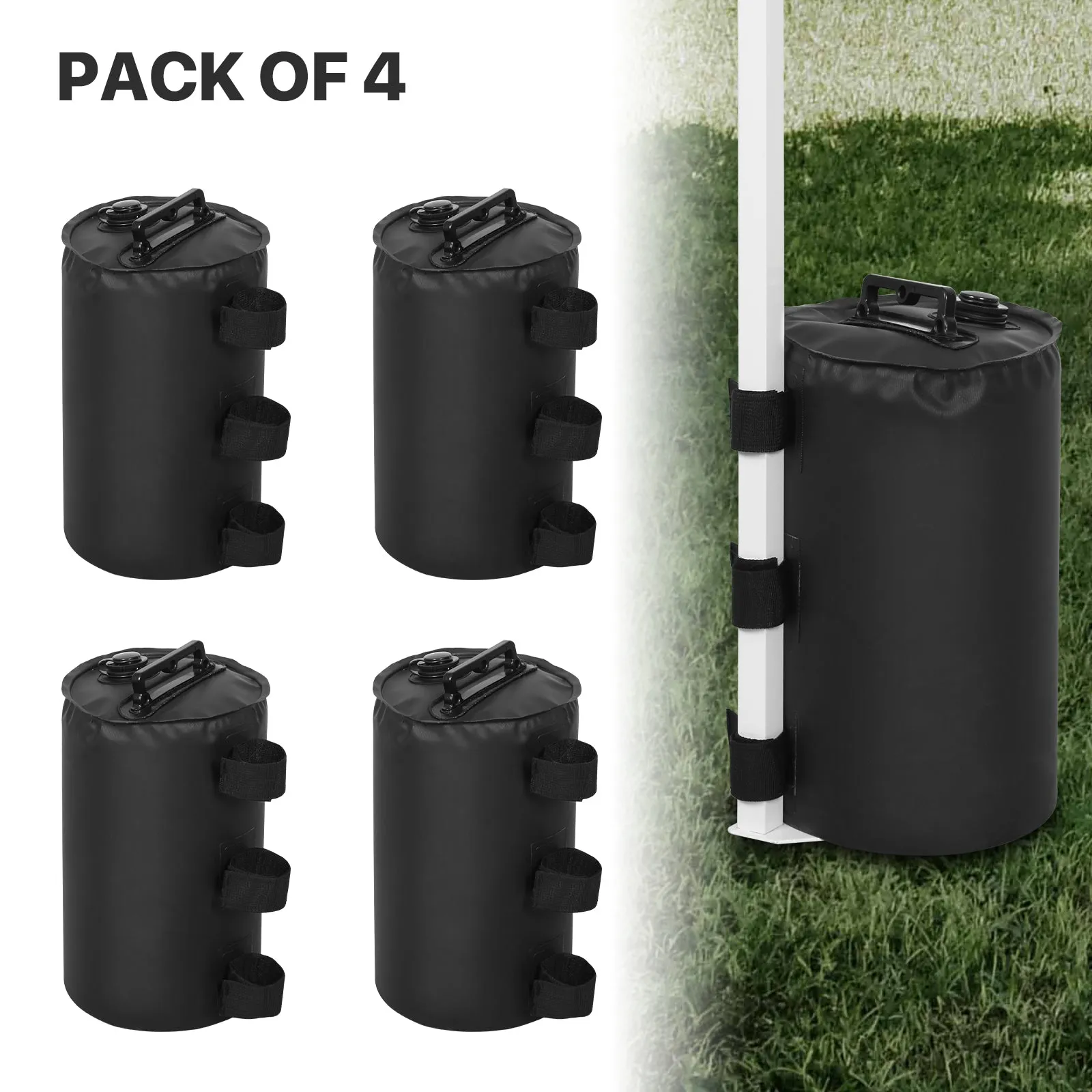 Canopy Water Weight Bags, 88 lb, Leg Weights, Pack of 4, Black