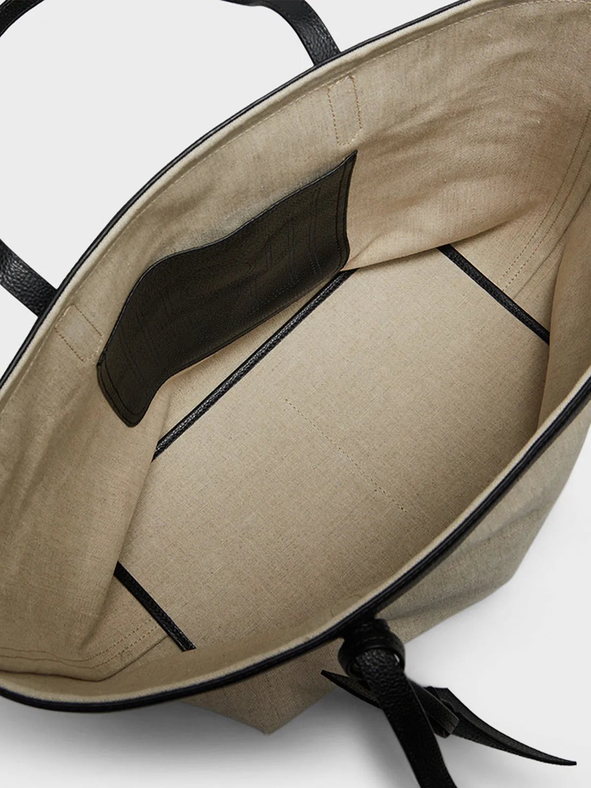Canvas Travel Tote Bag in Ecru and black