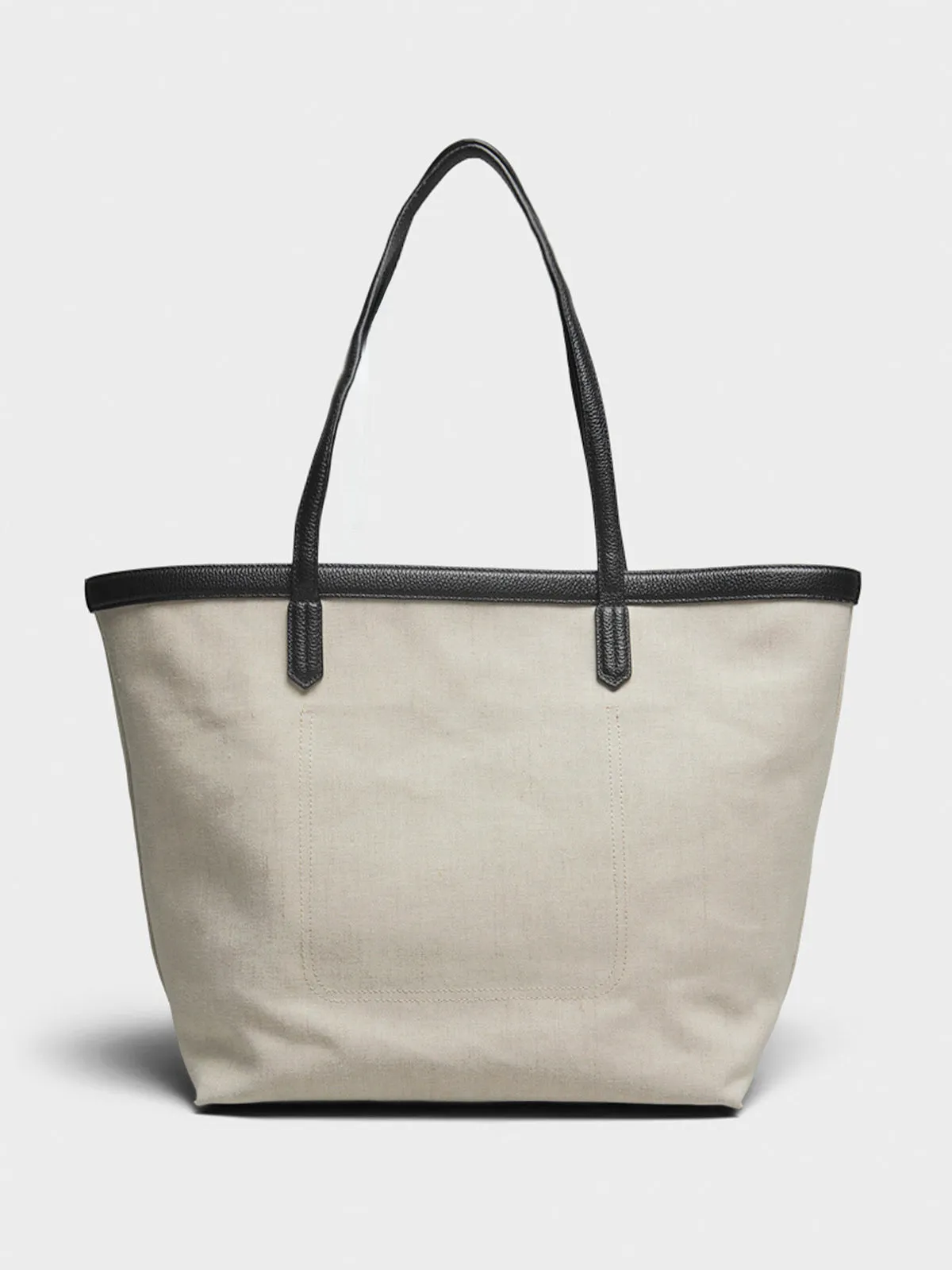 Canvas Travel Tote Bag in Ecru and black