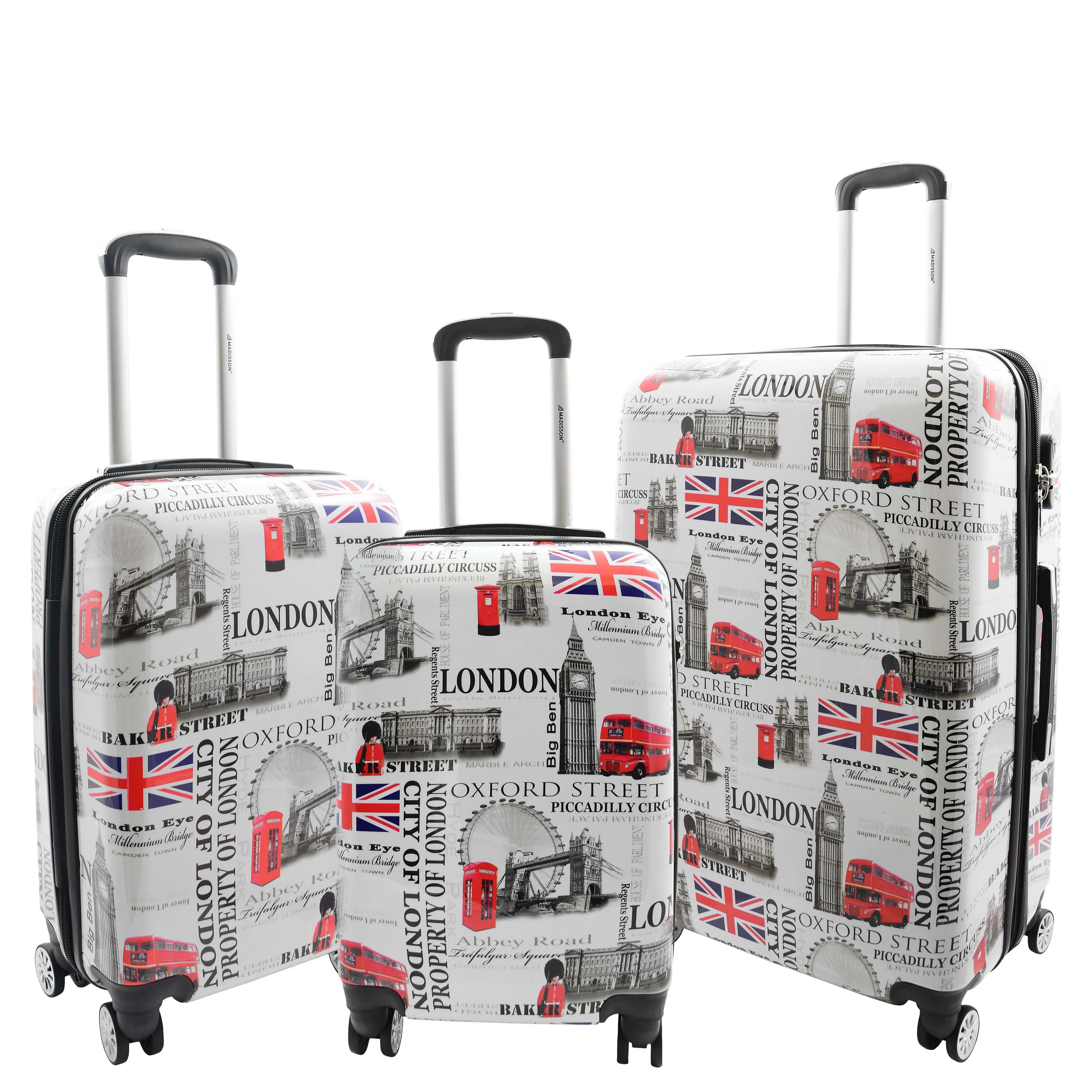 City of London 4 Wheel Suitcases Hard Shell Expandable Luggage Bags