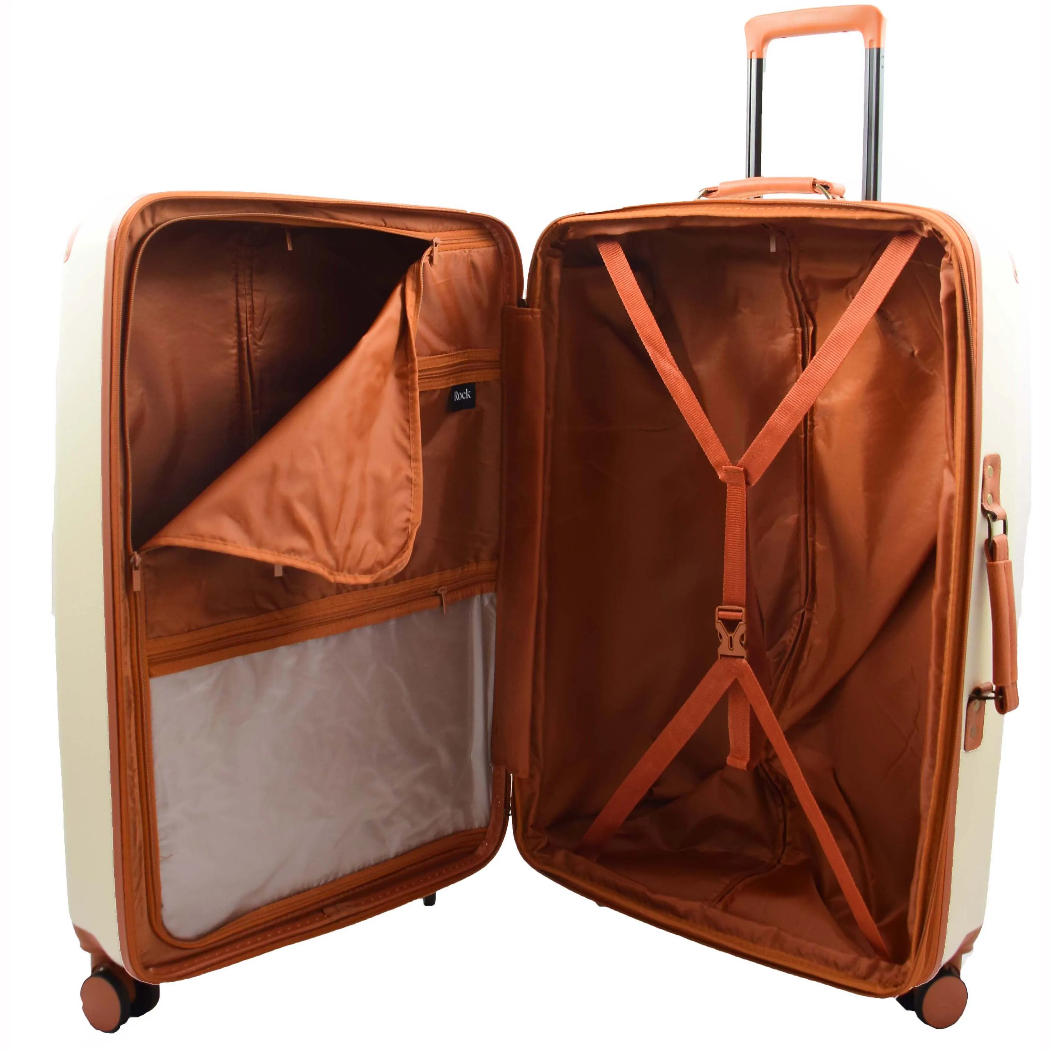 Classic 4 Wheel Hard Shell Luggage Expandable Lightweight Suitcases Travel Bags Cruiser Cream