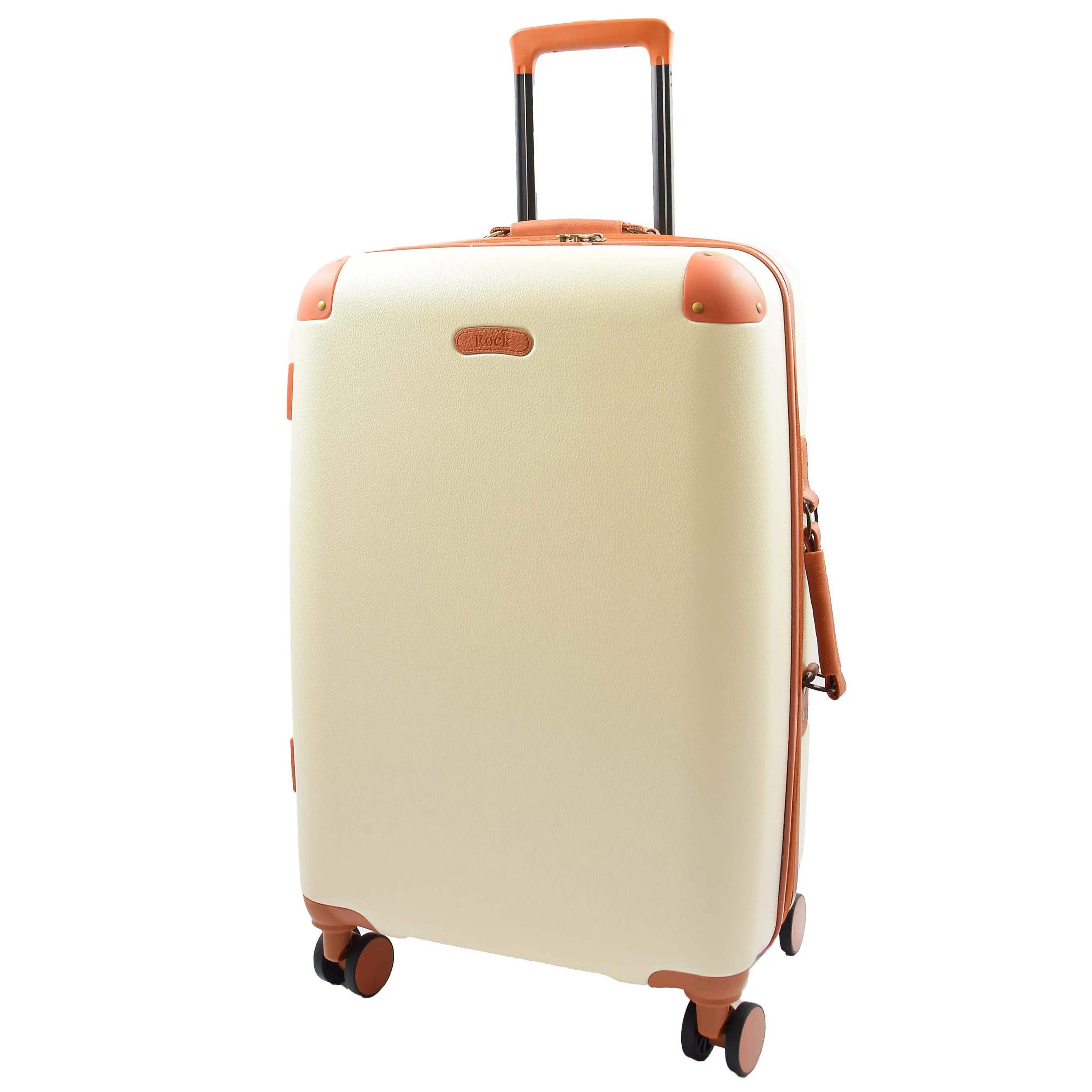 Classic 4 Wheel Hard Shell Luggage Expandable Lightweight Suitcases Travel Bags Cruiser Cream