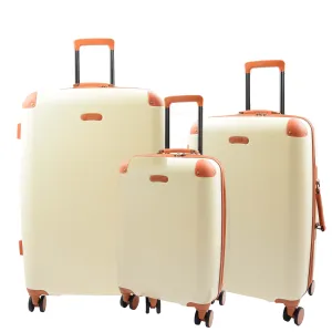 Classic 4 Wheel Hard Shell Luggage Expandable Lightweight Suitcases Travel Bags Cruiser Cream