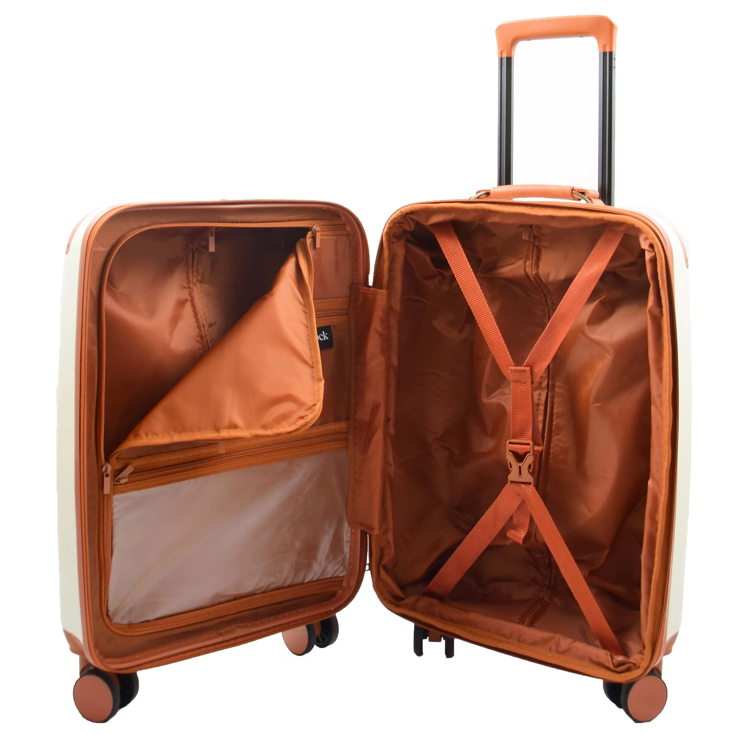 Classic 4 Wheel Hard Shell Luggage Expandable Lightweight Suitcases Travel Bags Cruiser Cream