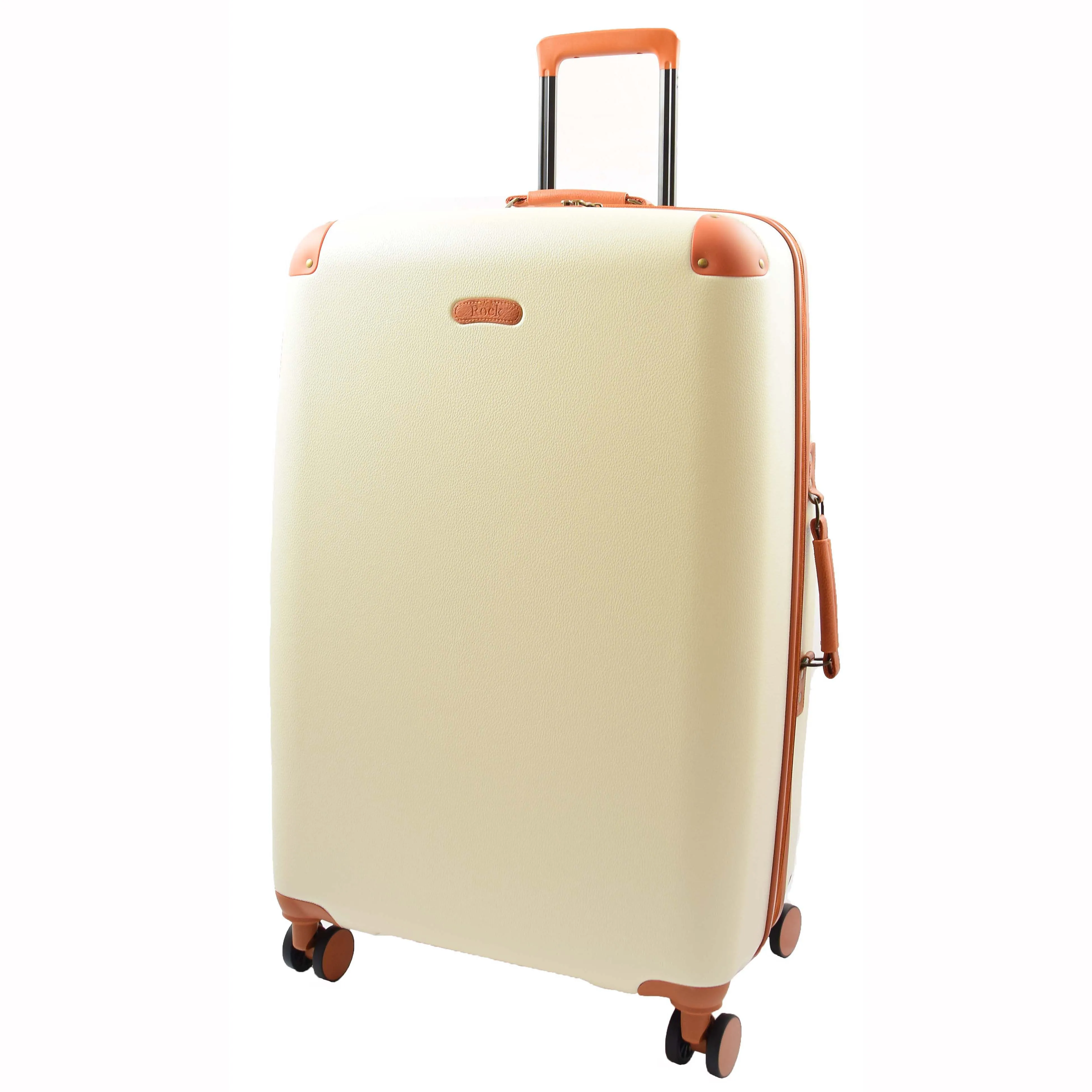 Classic 4 Wheel Hard Shell Luggage Expandable Lightweight Suitcases Travel Bags Cruiser Cream