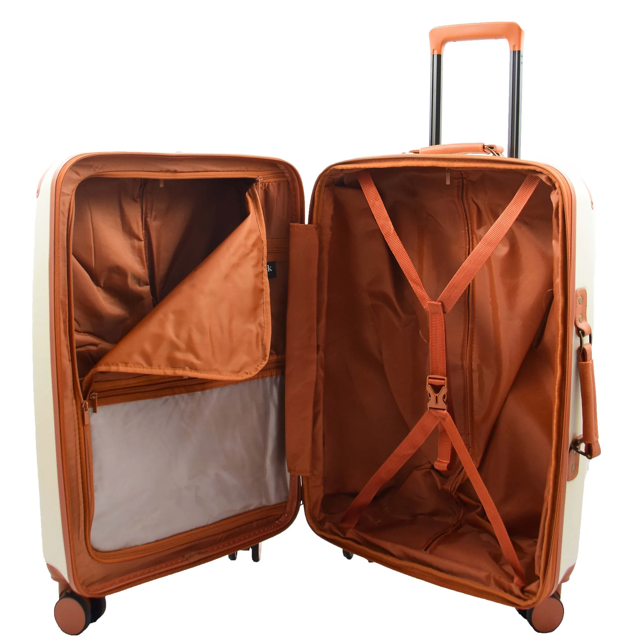 Classic 4 Wheel Hard Shell Luggage Expandable Lightweight Suitcases Travel Bags Cruiser Cream