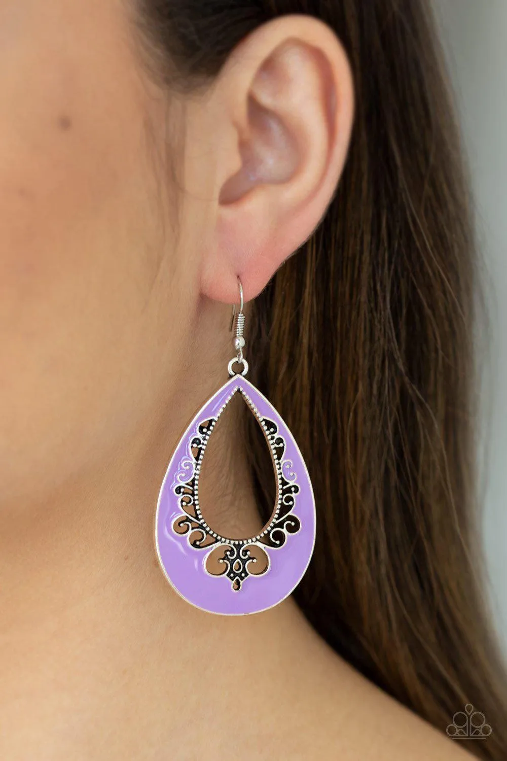 Compliments To The CHIC Purple Teardrop Earrings - Paparazzi Accessories