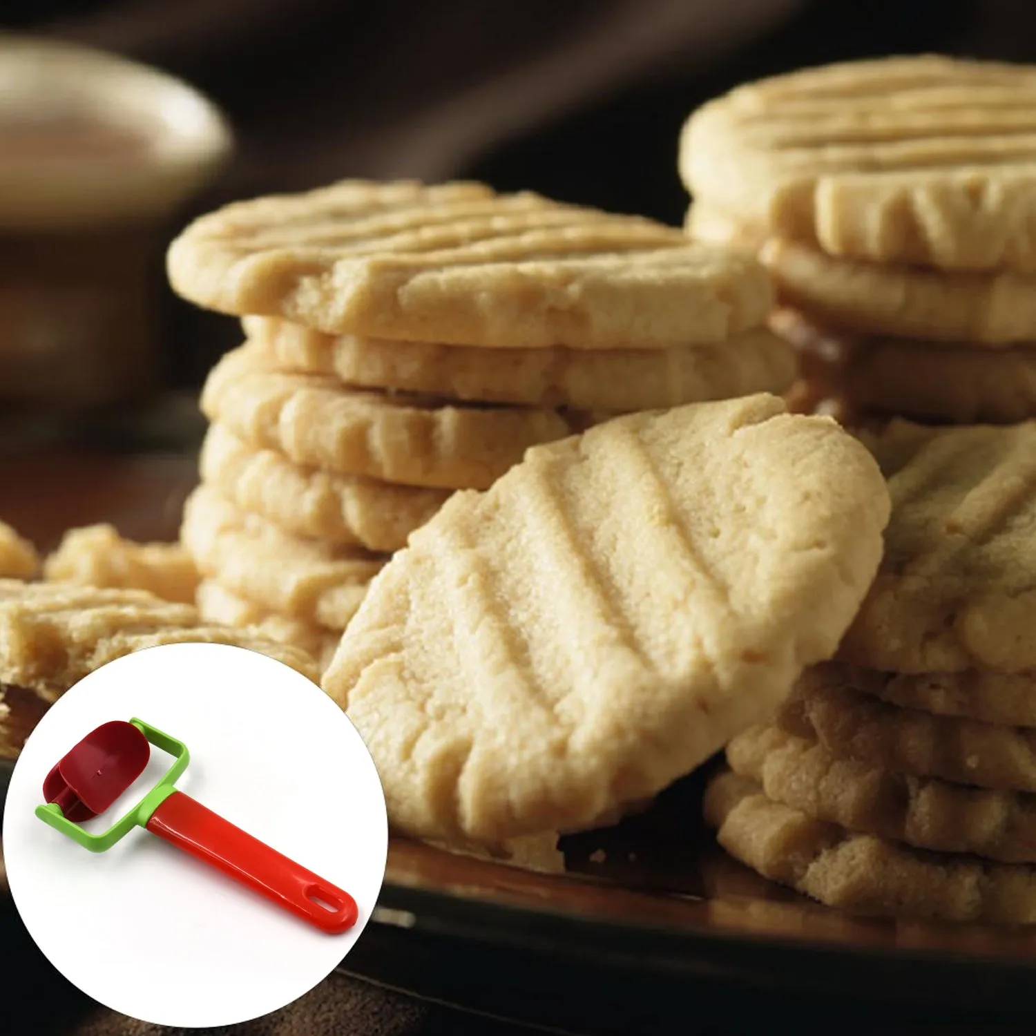 Cookie Rolling Cutter used in all kinds of household and kitchen places for making cookies and stuff.