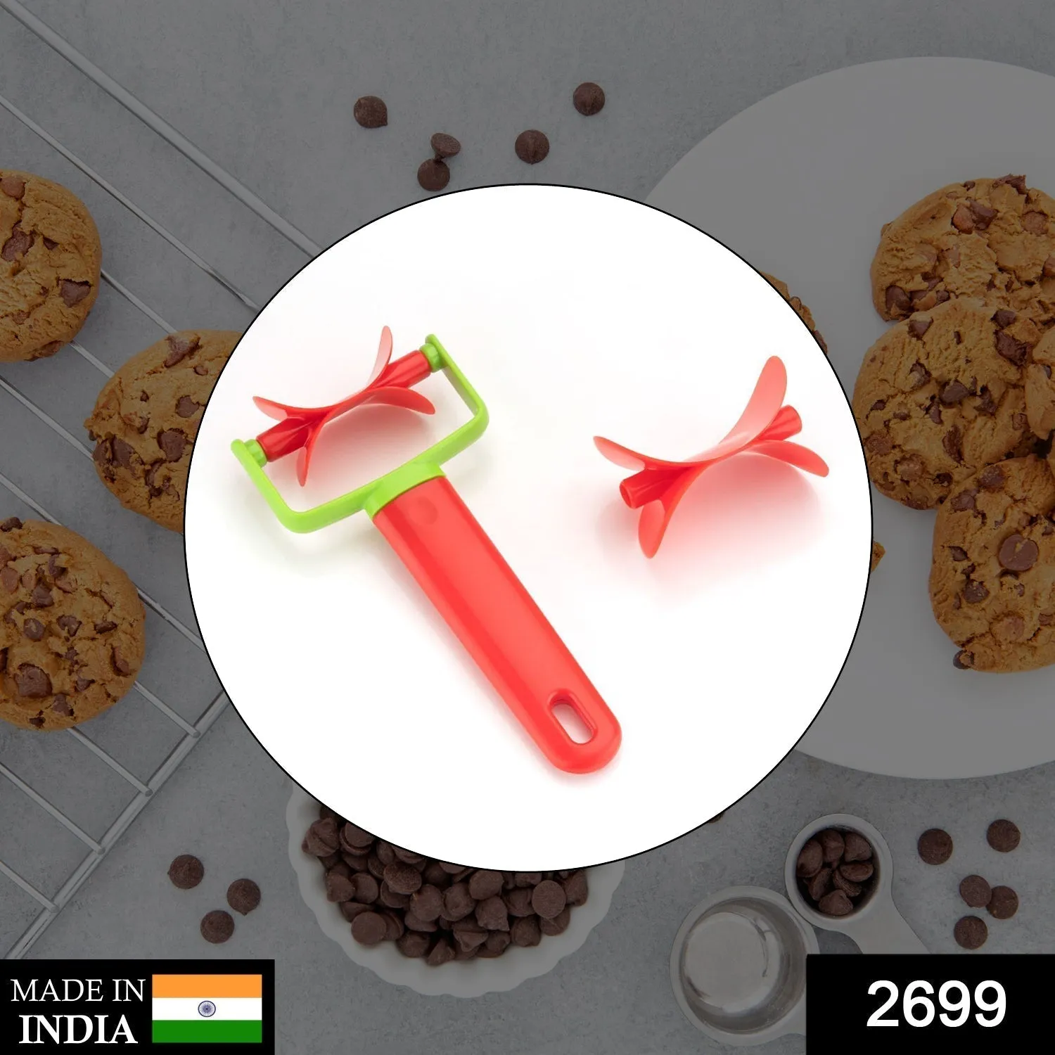 Cookie Rolling Cutter used in all kinds of household and kitchen places for making cookies and stuff.
