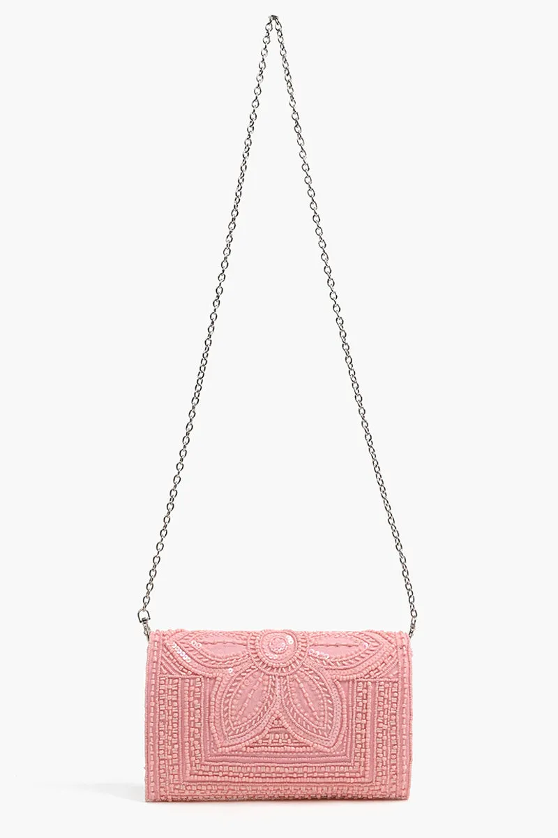 Crystal Rose Embellished Clutch