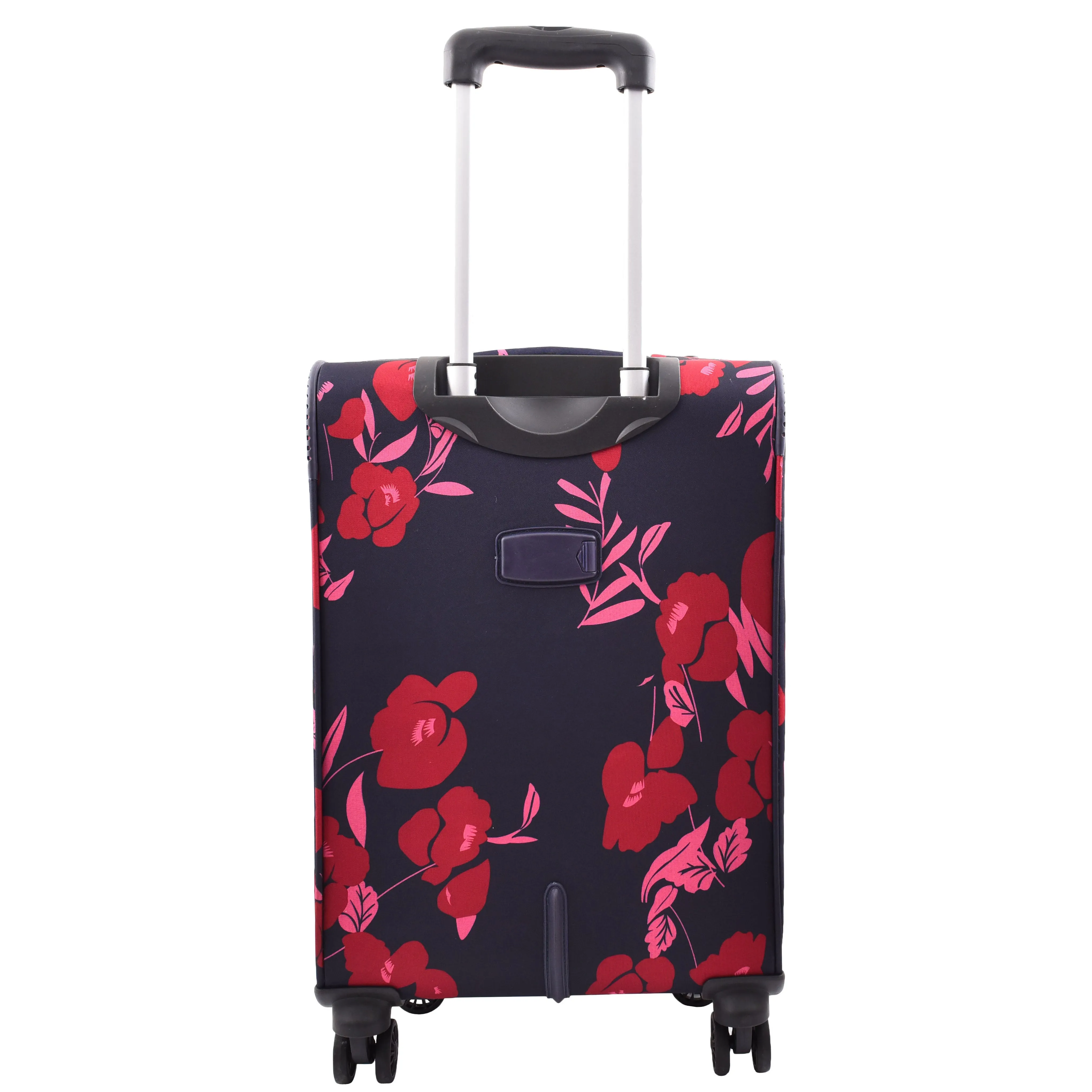 Expandable Four Wheel Flower Print Soft Shell Suitcases Cabin Navy