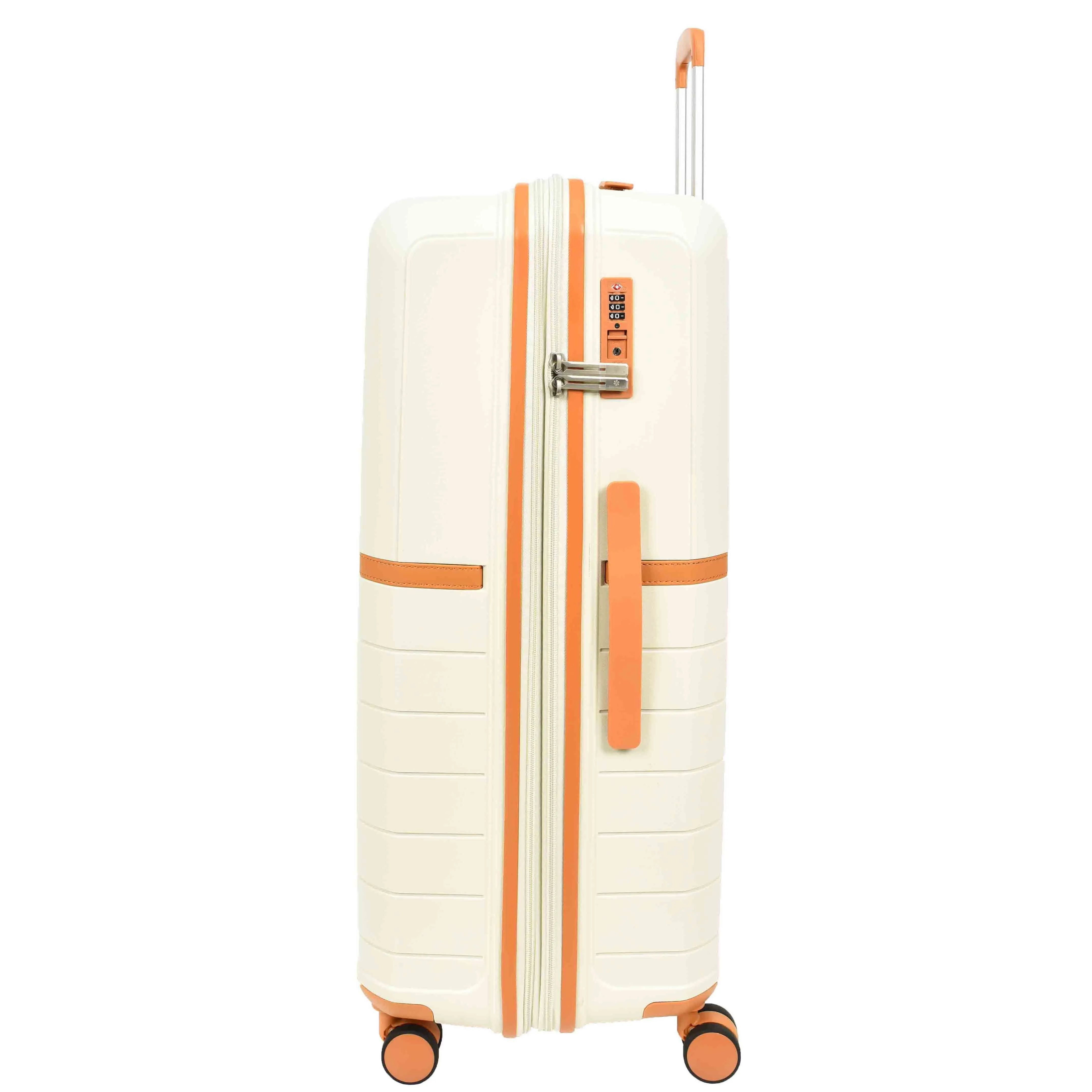Expandable Wheeled Suitcases Solid Hard Shell PP Luggage Milky Titania