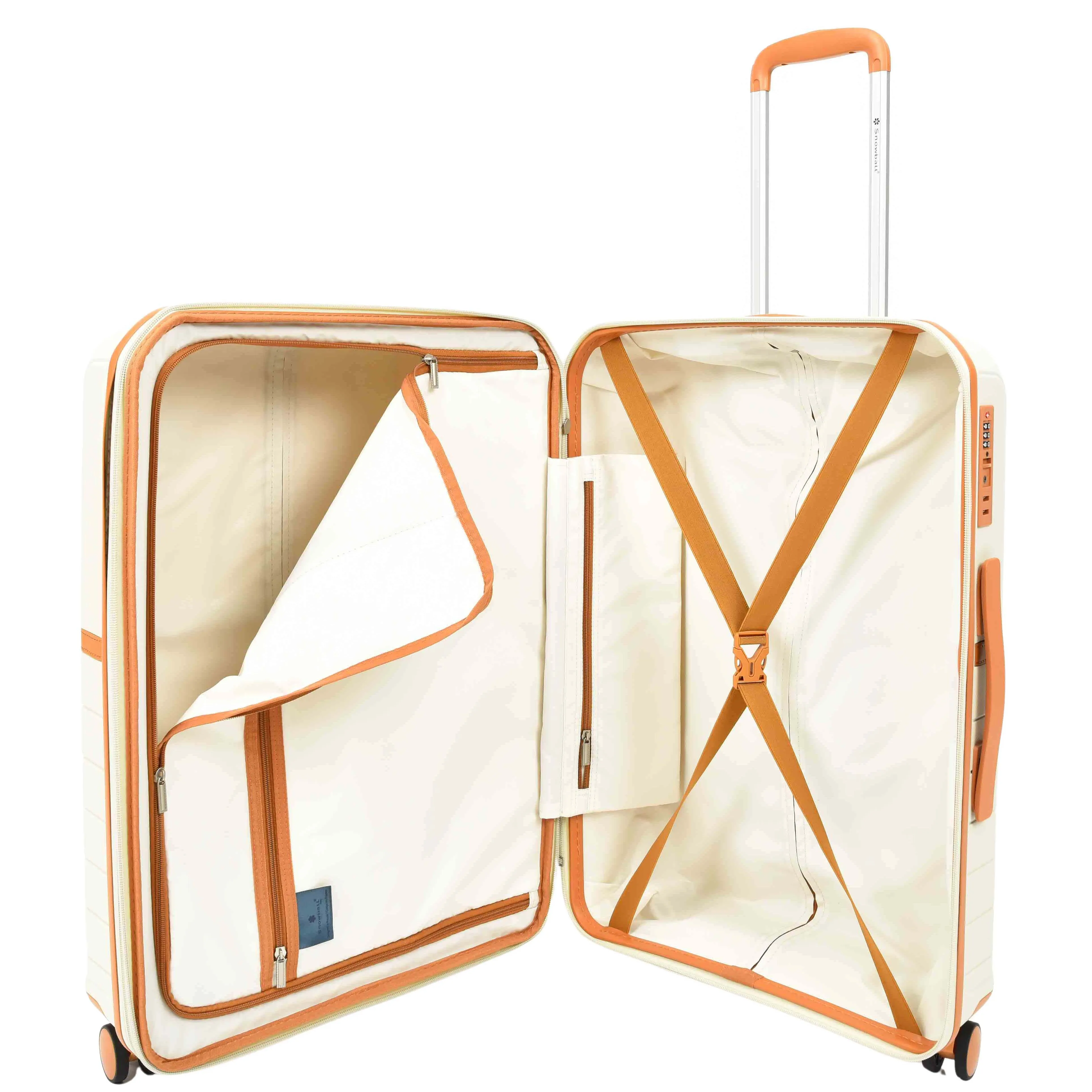 Expandable Wheeled Suitcases Solid Hard Shell PP Luggage Milky Titania