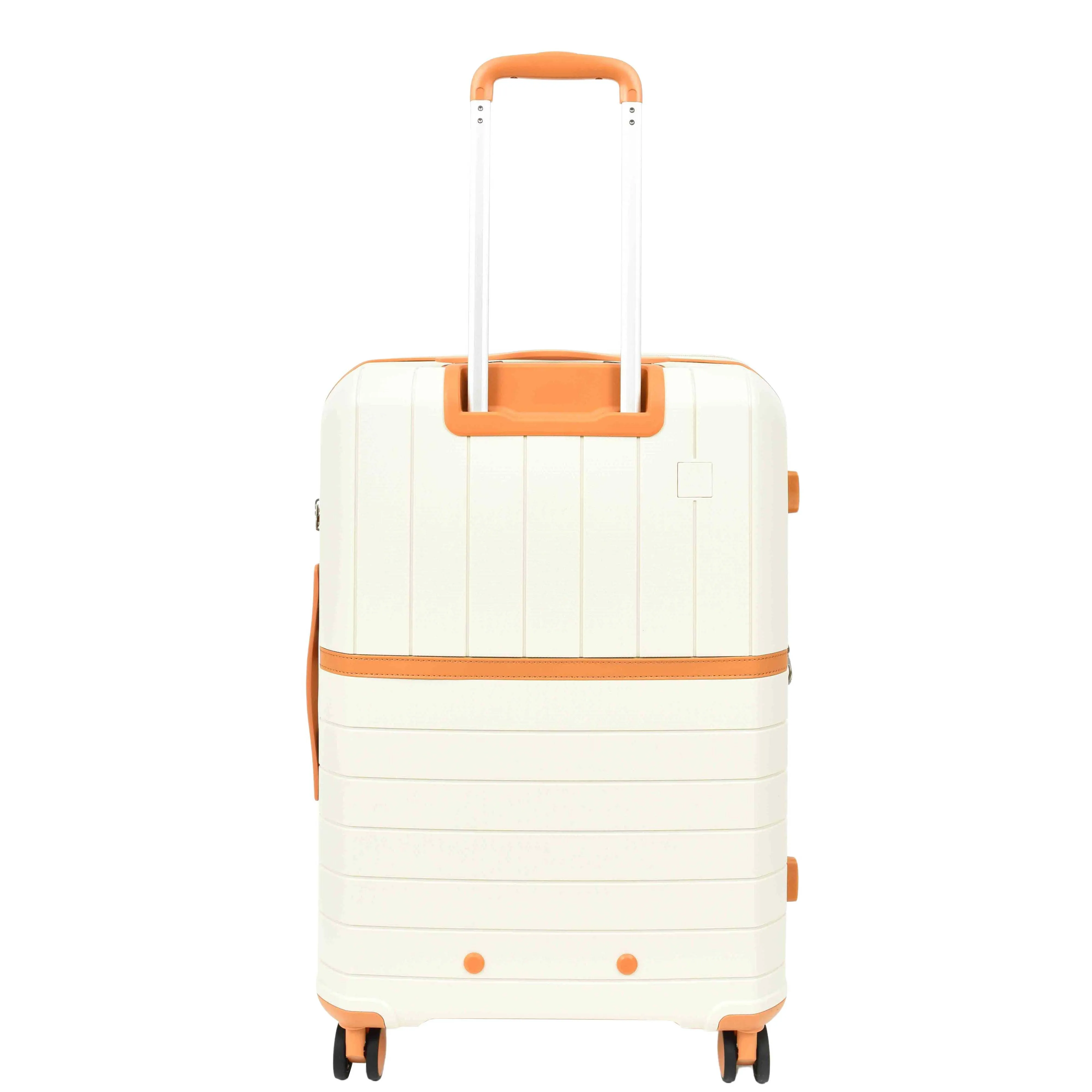 Expandable Wheeled Suitcases Solid Hard Shell PP Luggage Milky Titania