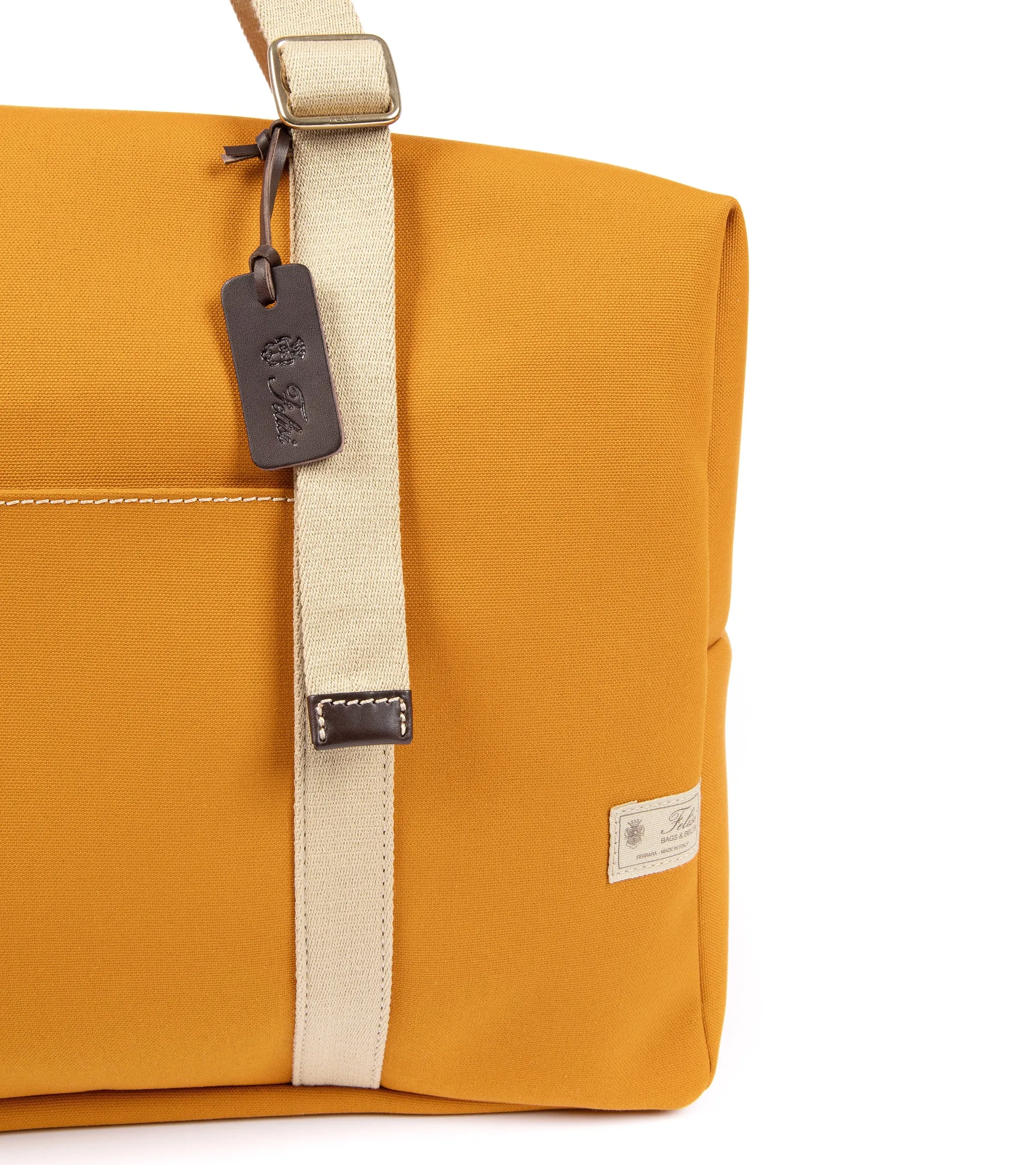 Felisi Cotton Canvas Adjustable Boston Bag: Mustard