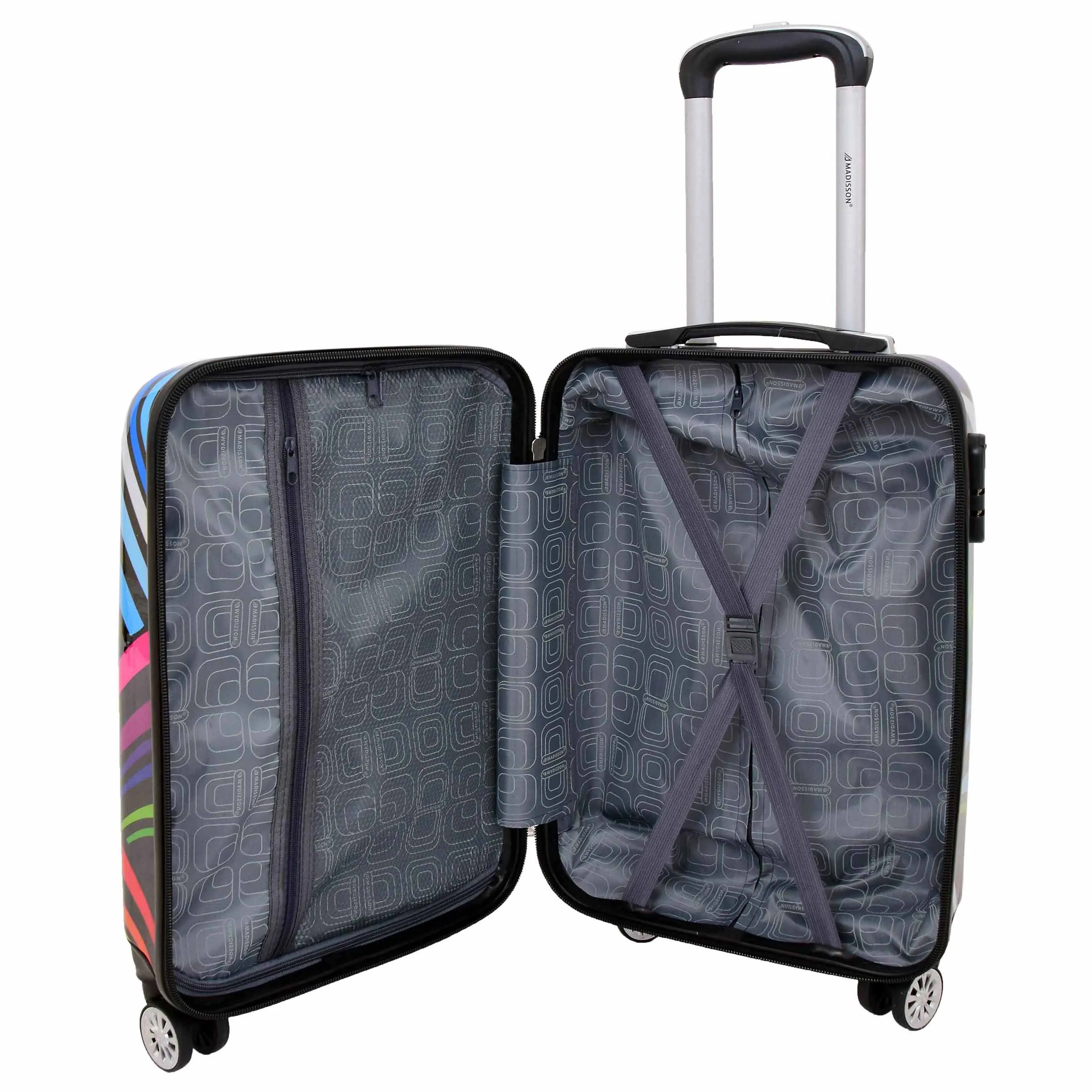 Four Wheels Multi Hearts Printed Suitcase Cosmos Black