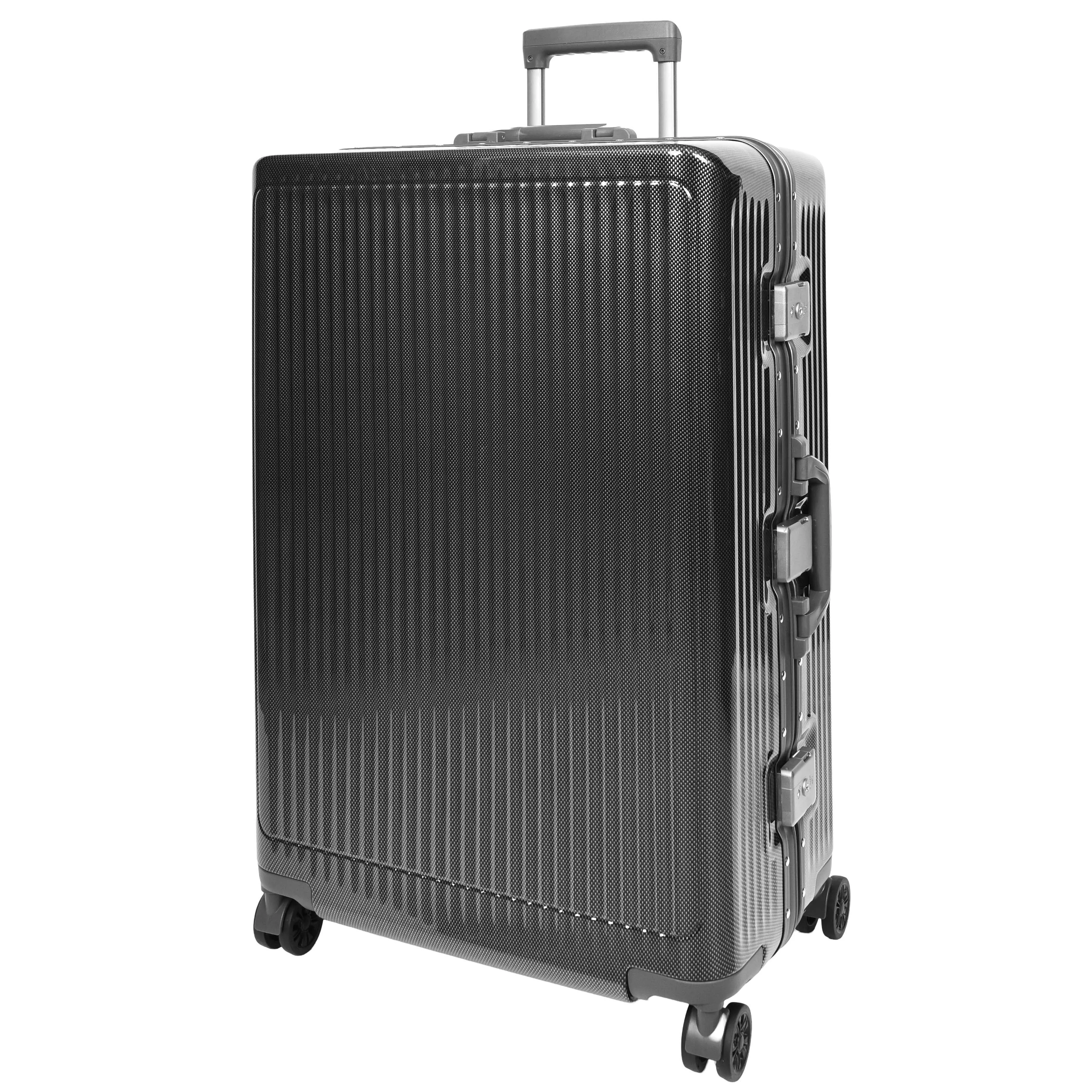 Hard side Spinner Luggage 8 Wheels Dual TSA Latch Metal Frame Suitcases Metatron Black