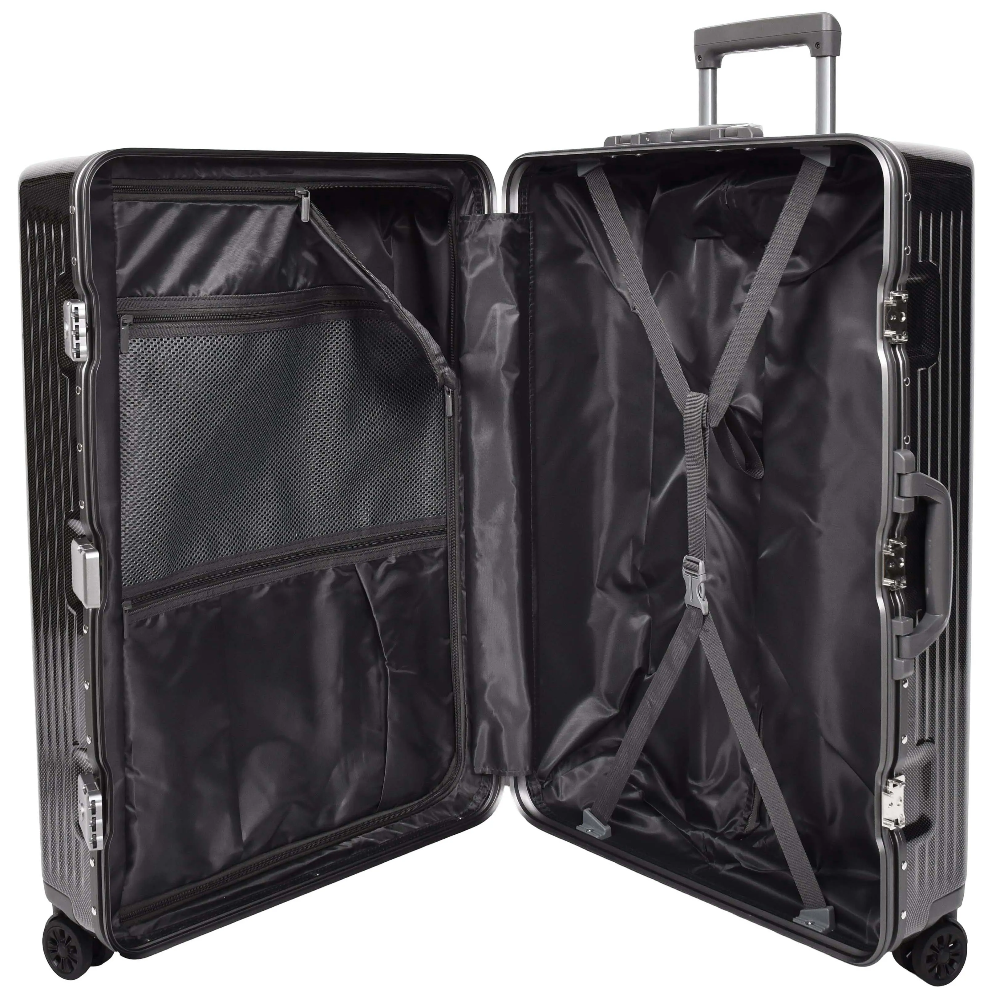 Hard side Spinner Luggage 8 Wheels Dual TSA Latch Metal Frame Suitcases Metatron Black
