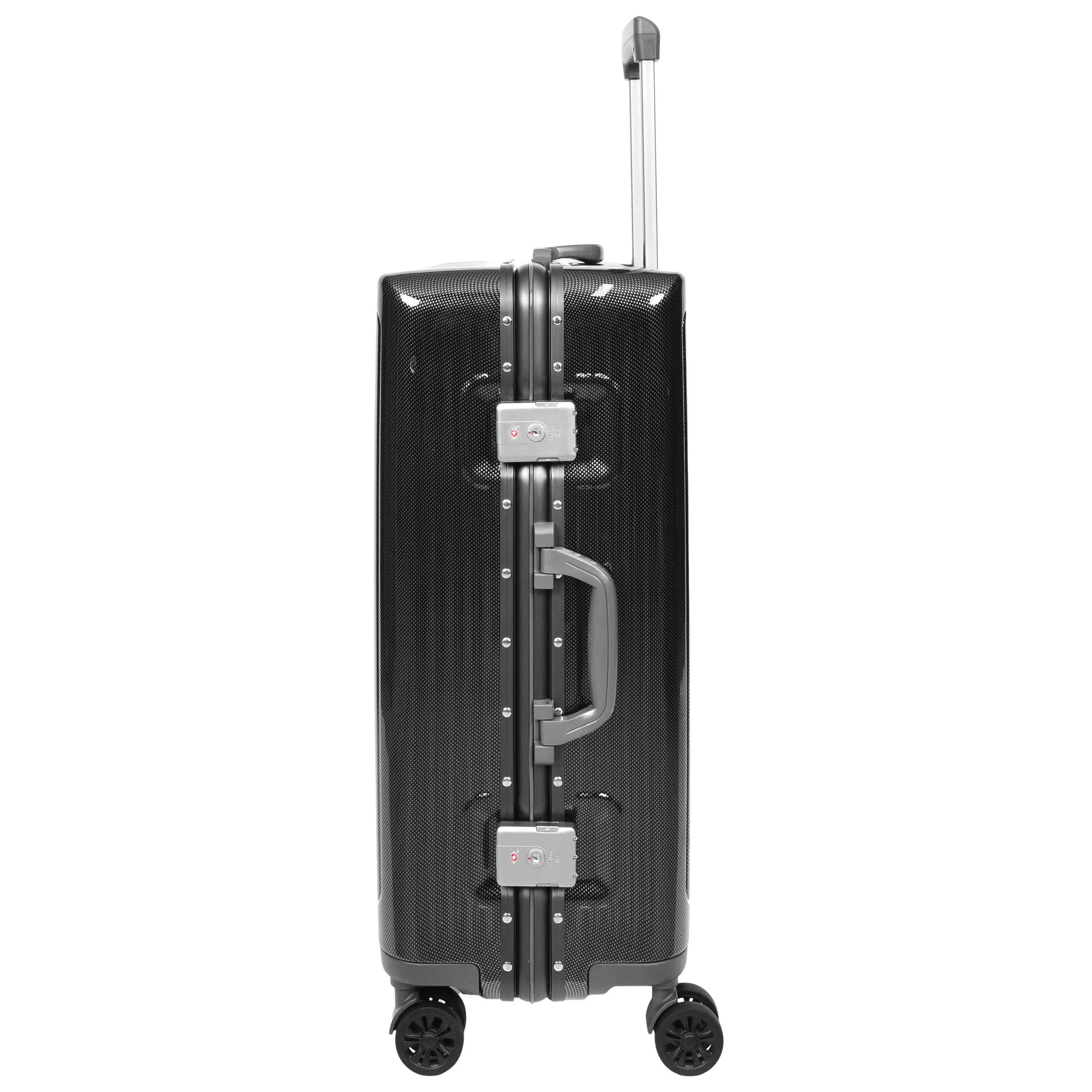 Hard side Spinner Luggage 8 Wheels Dual TSA Latch Metal Frame Suitcases Metatron Black