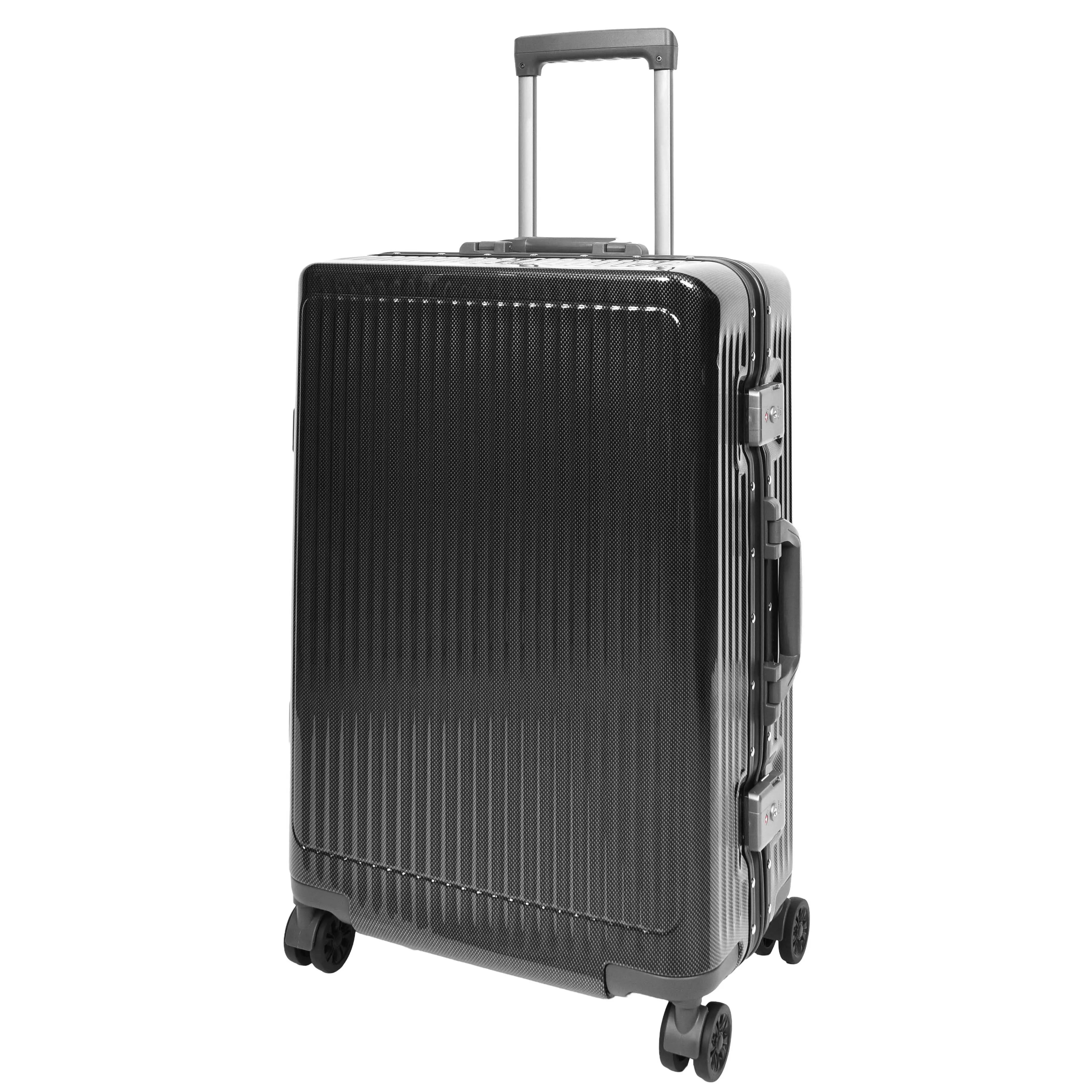 Hard side Spinner Luggage 8 Wheels Dual TSA Latch Metal Frame Suitcases Metatron Black