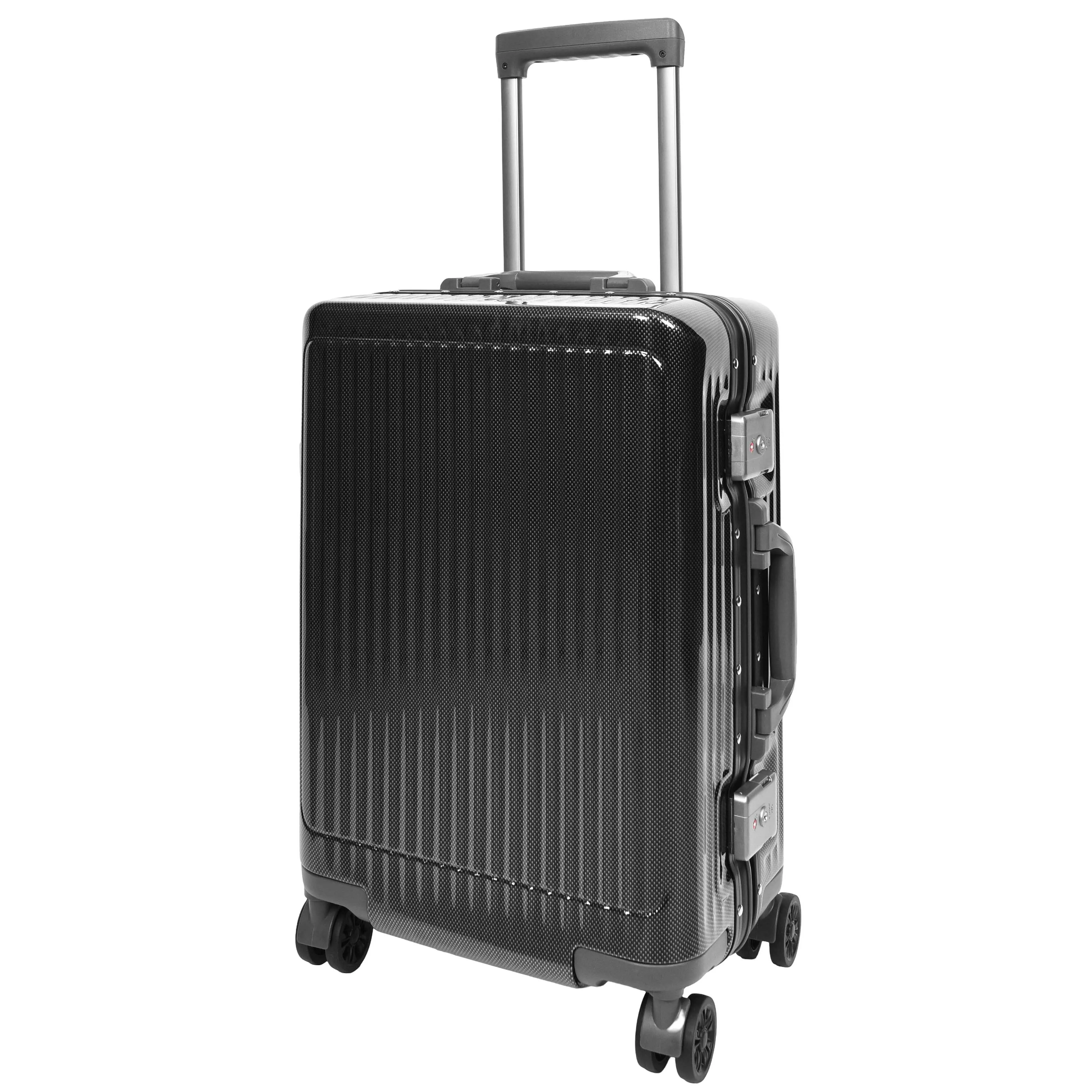 Hard side Spinner Luggage 8 Wheels Dual TSA Latch Metal Frame Suitcases Metatron Black